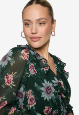 Maxikleid  langarm mit Blumen  / Detailbild