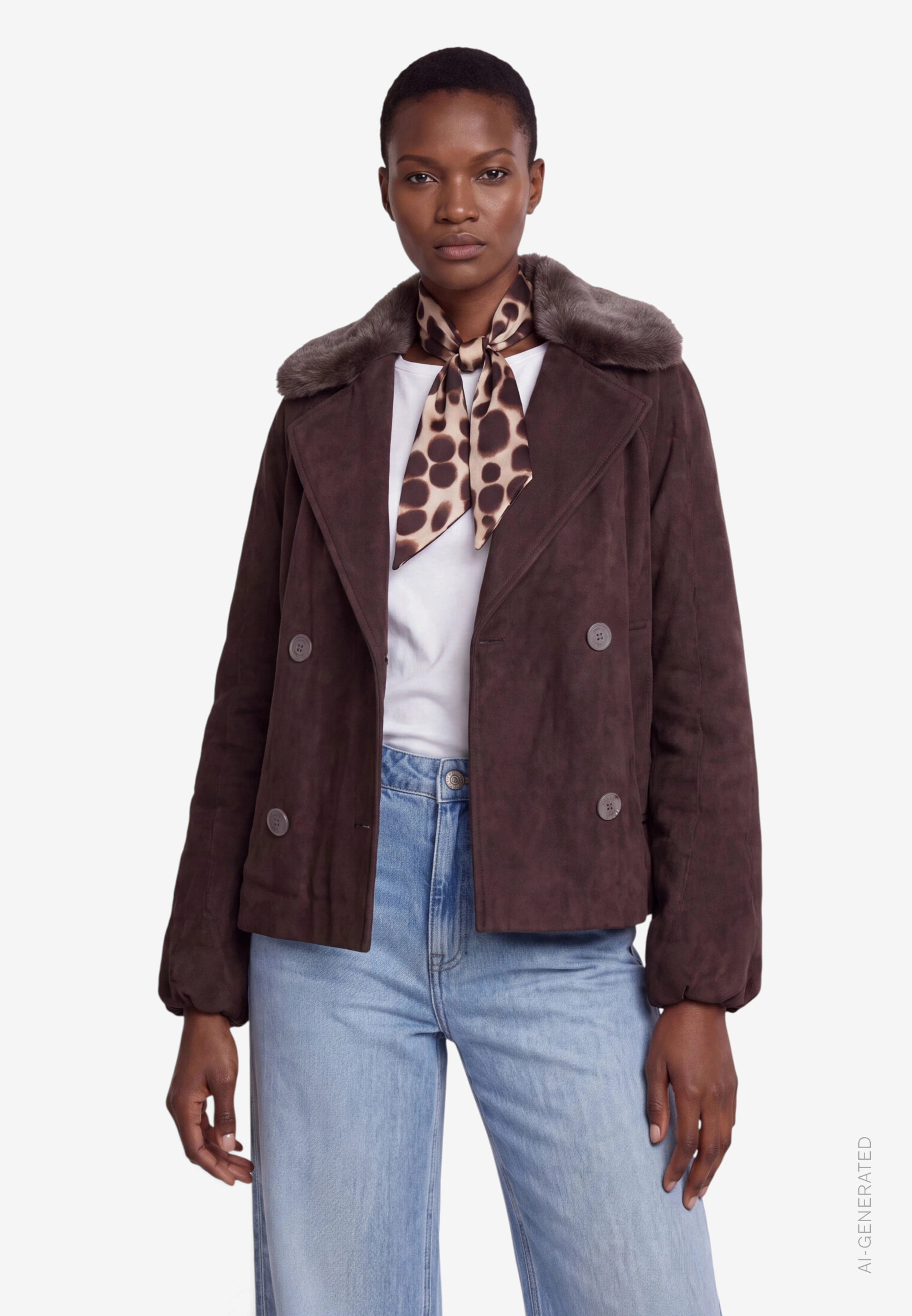 Jacke in Velourslederoptik
