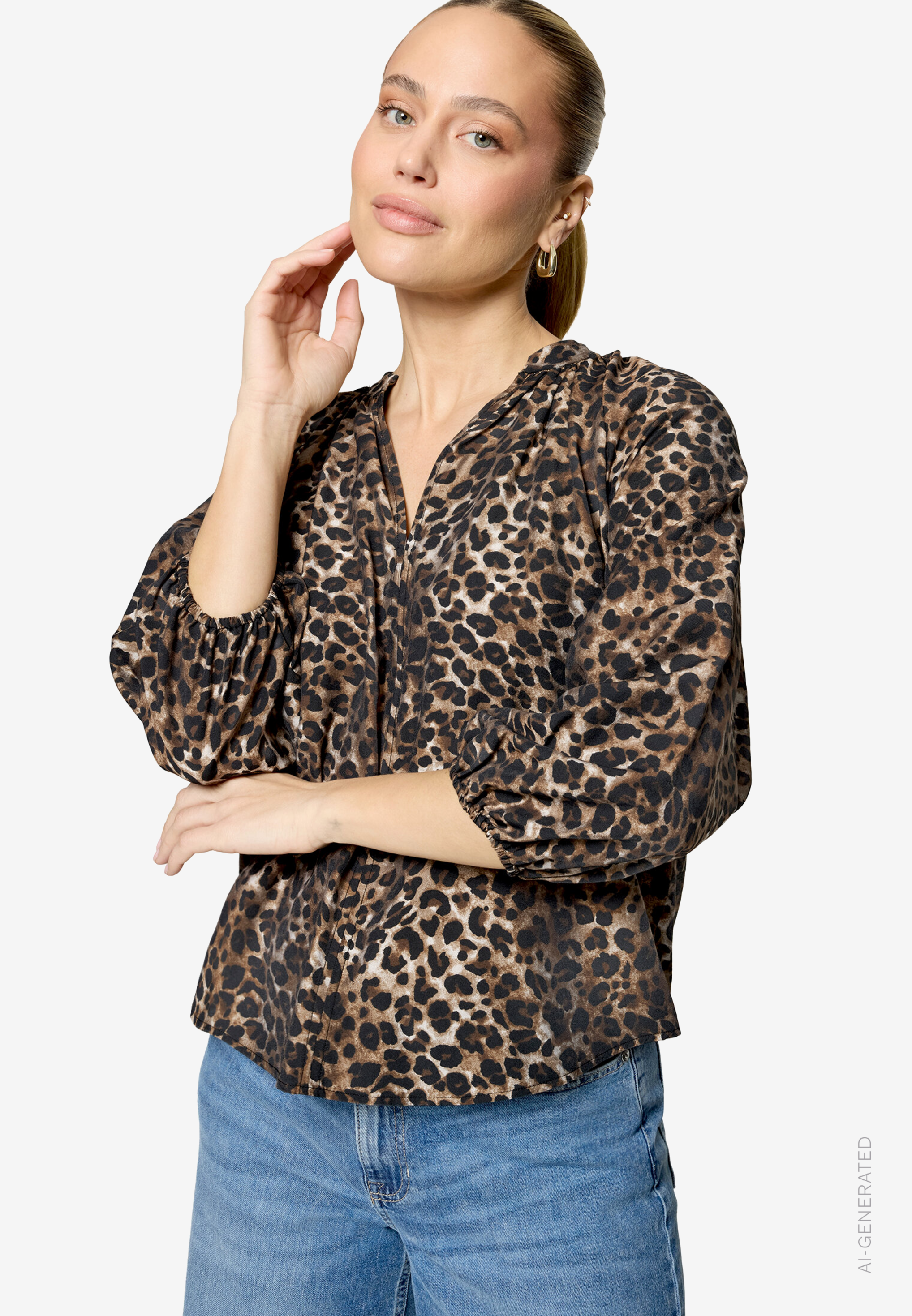 Schlupfbluse mit Leoprint