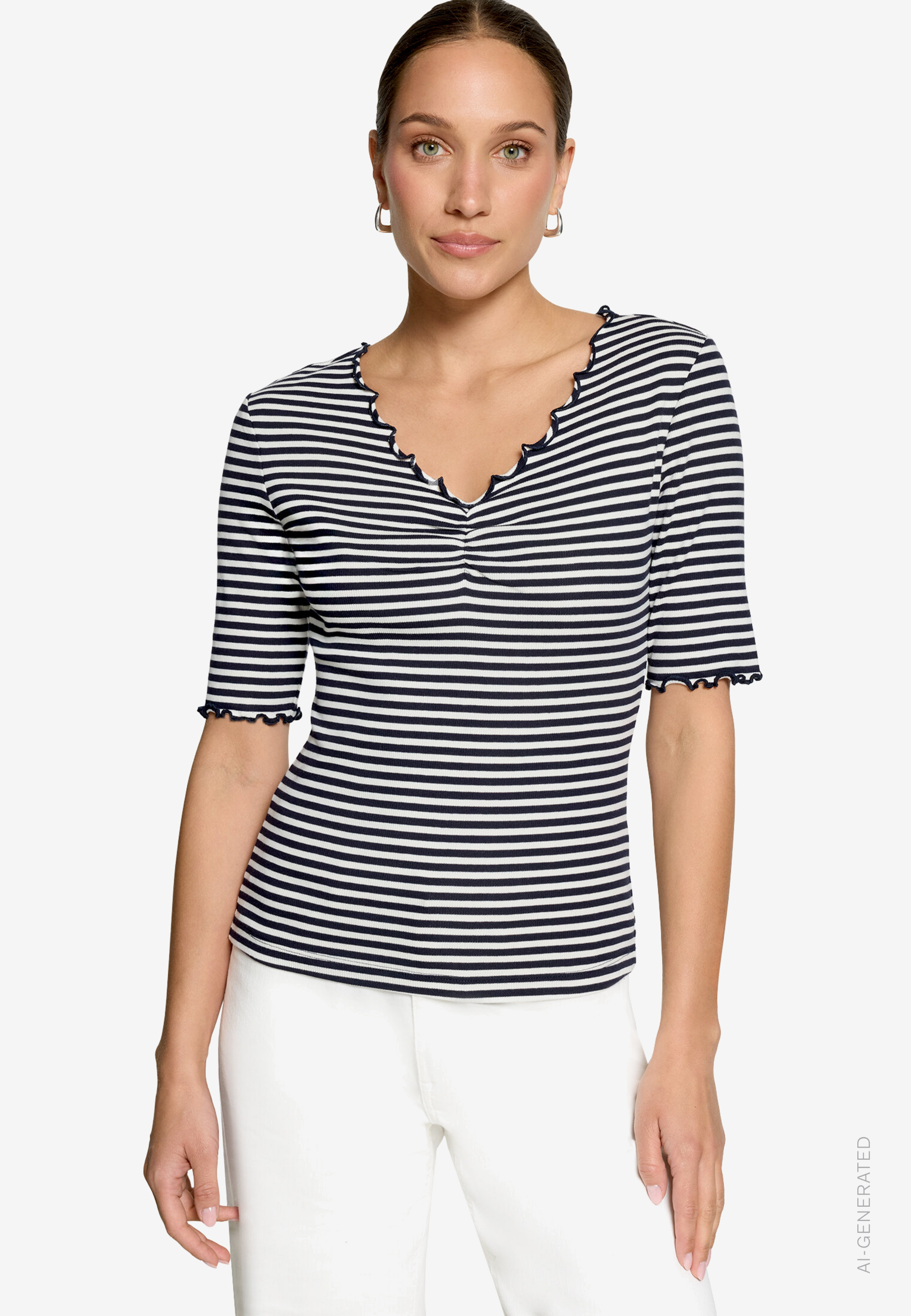 Shirt Gestreift Mit Raffung