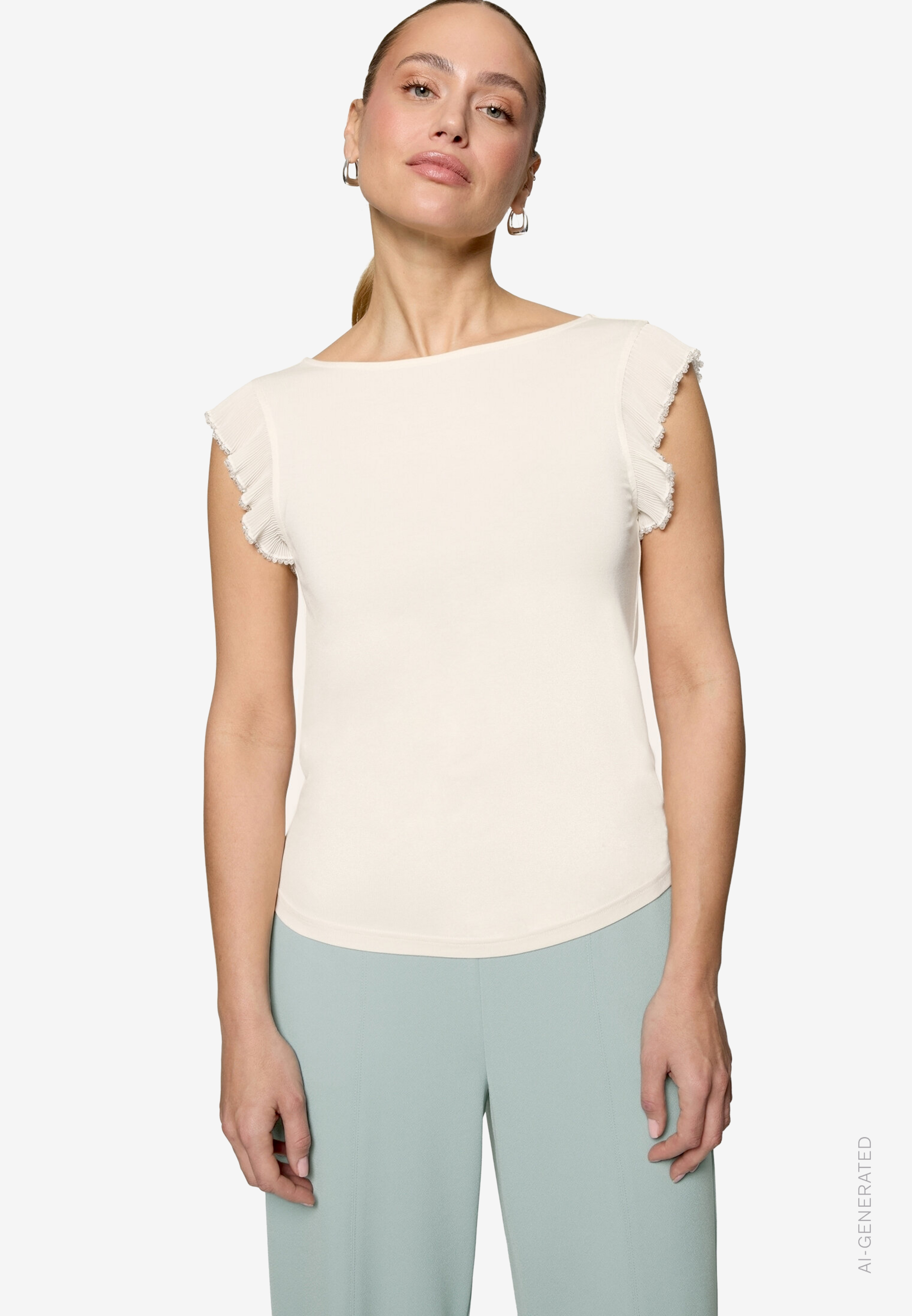T-Shirt Rüschen mit Perlen