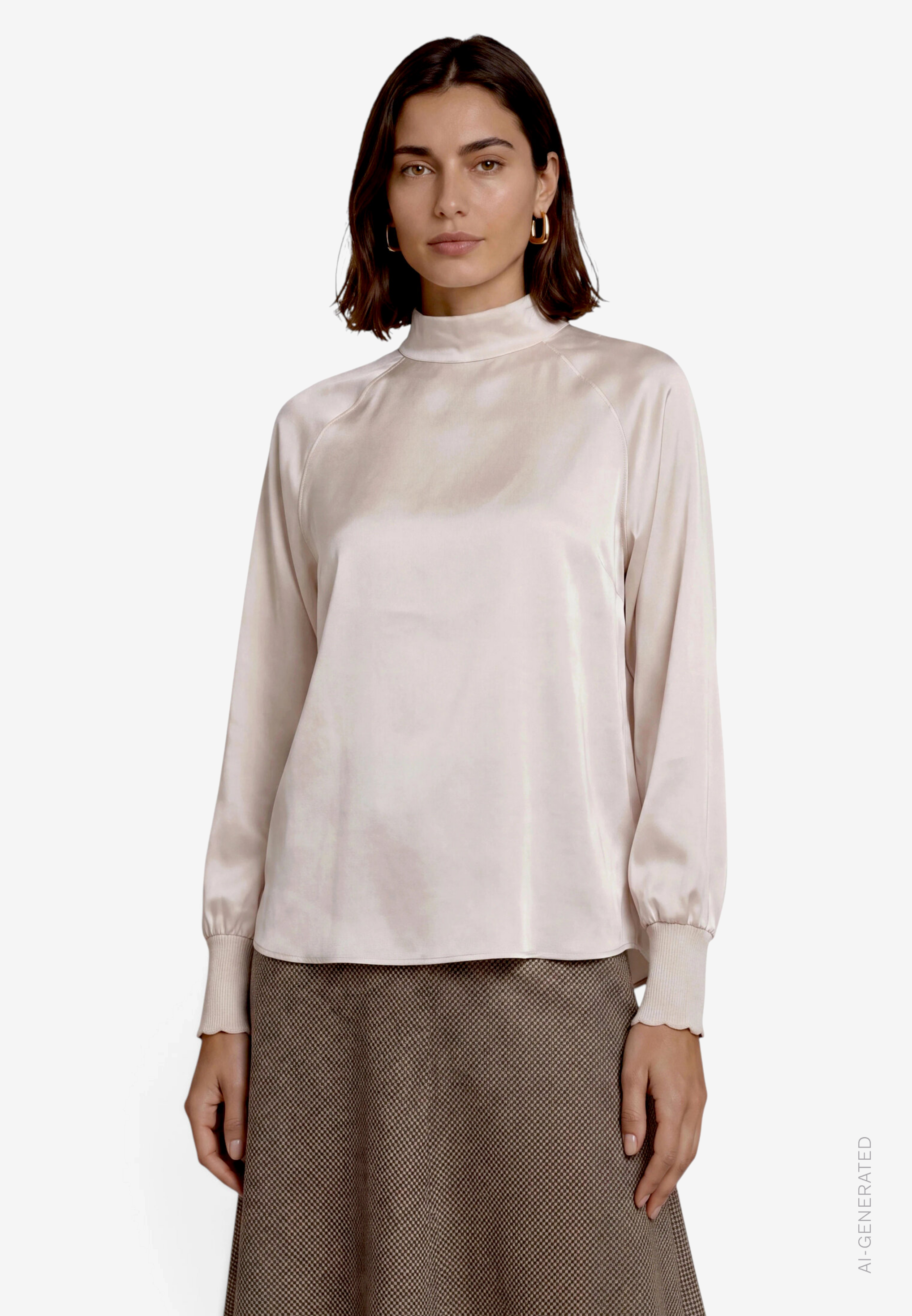 Satin-Bluse mit Kragen