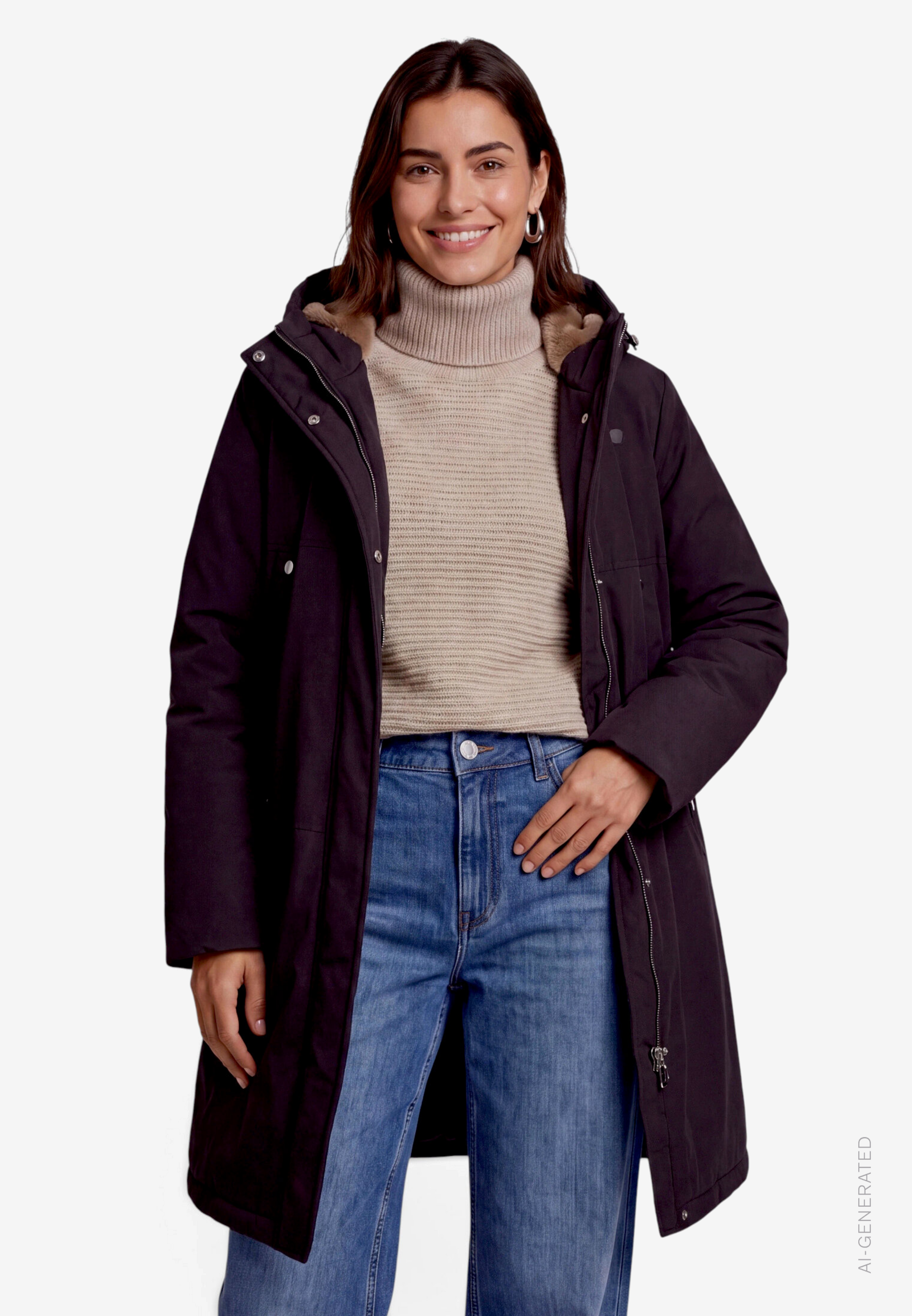 Damen Winterparka mit Kunstfellkapuze