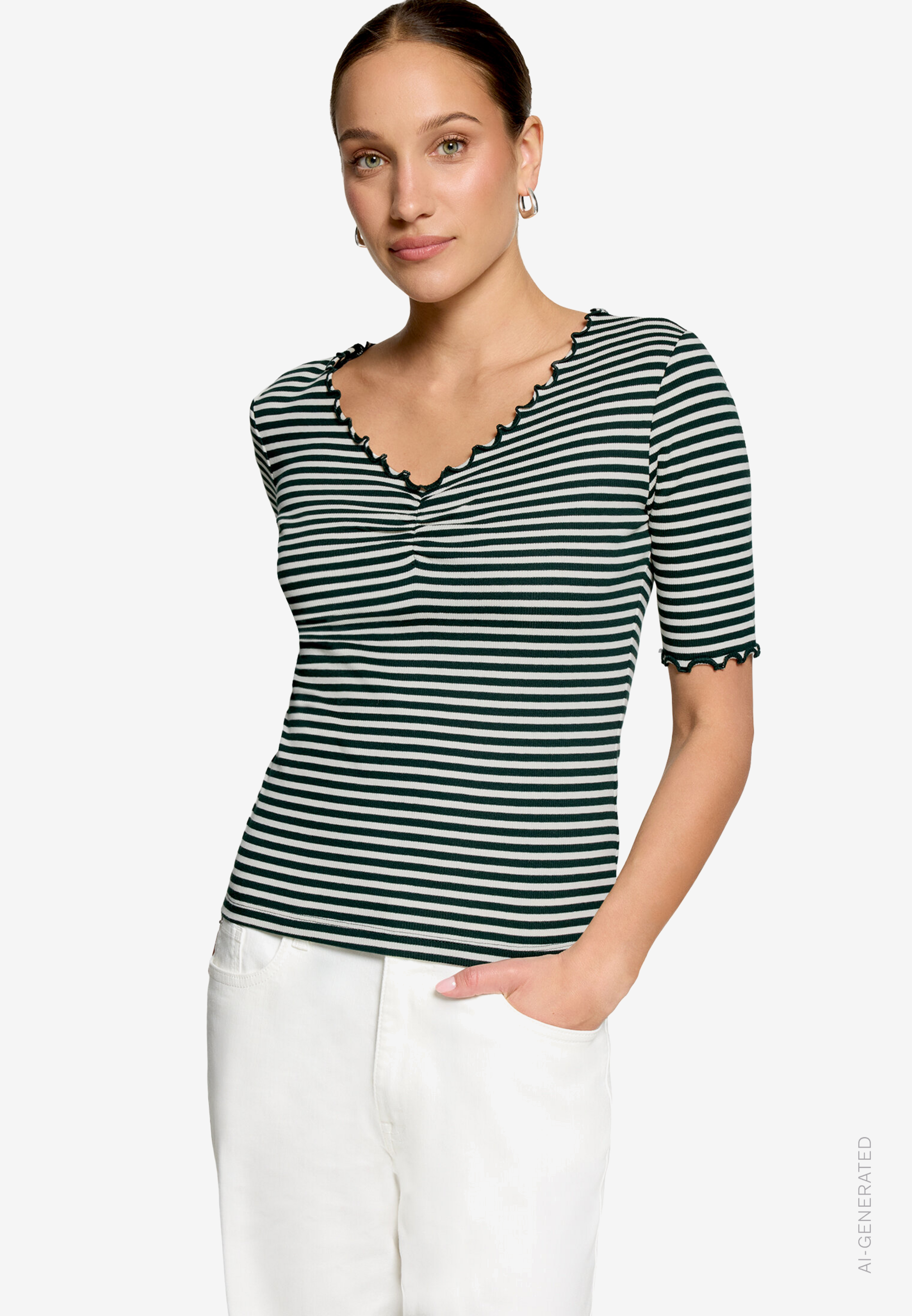 Shirt Gestreift Mit Raffung