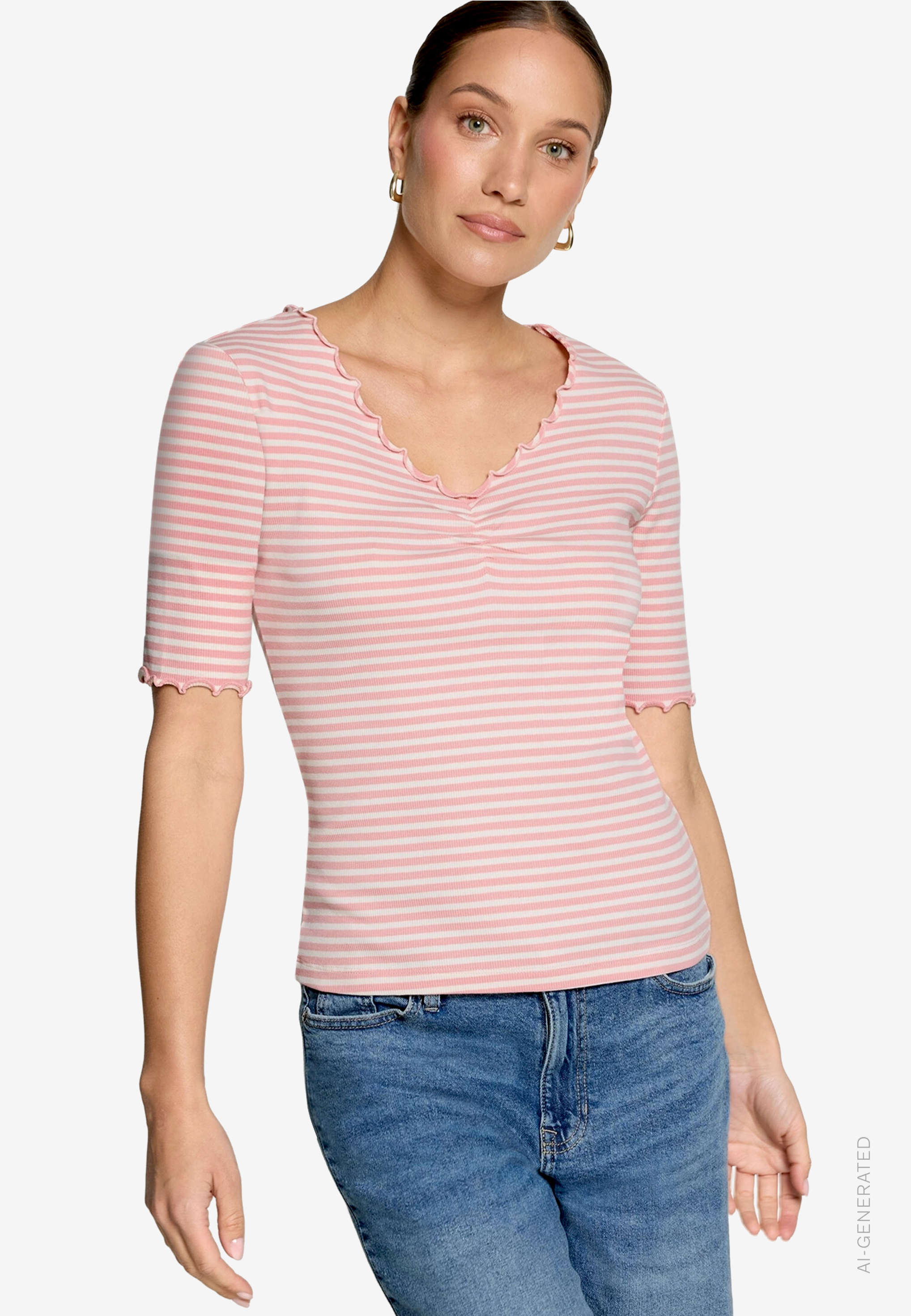 Shirt Gestreift Mit Raffung