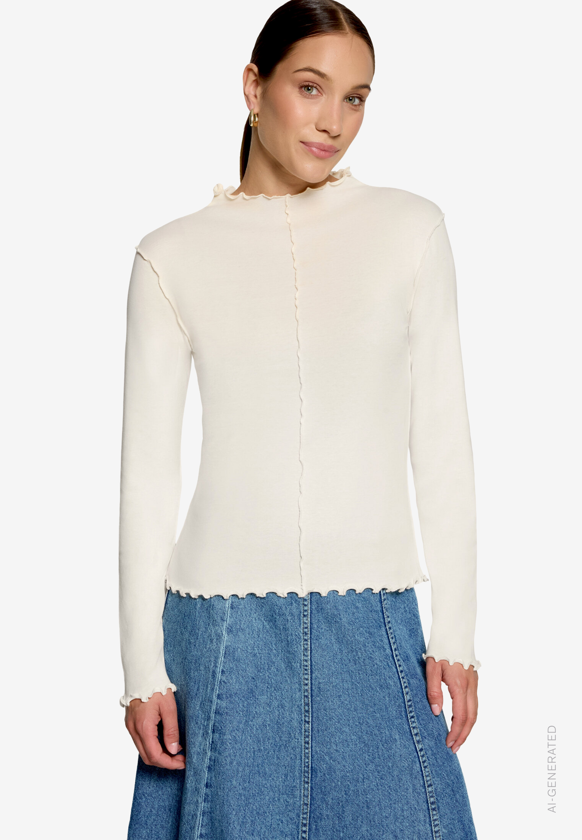 Langarm-Shirt mit Kräuselsaum