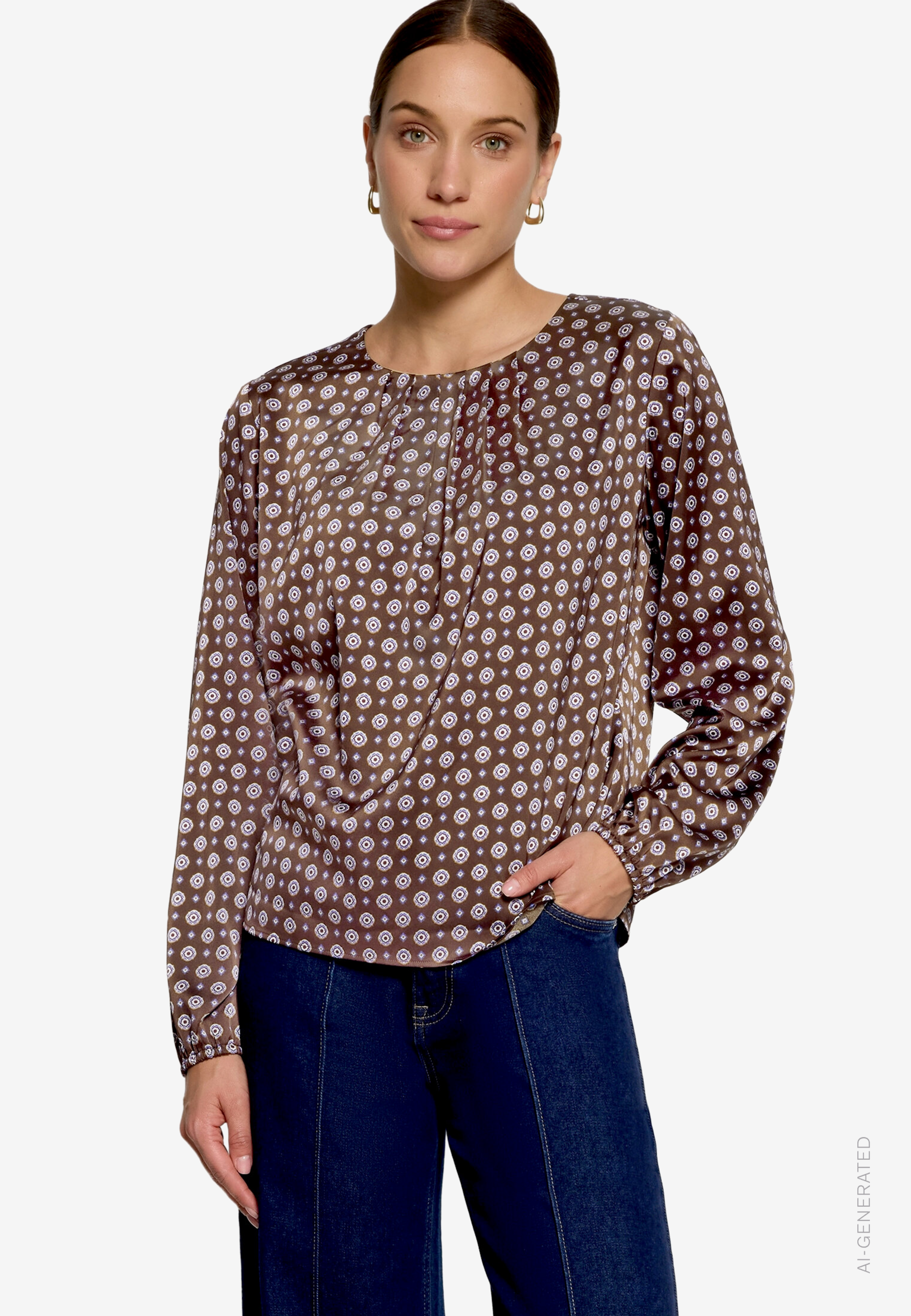 Satin-Bluse mit Print