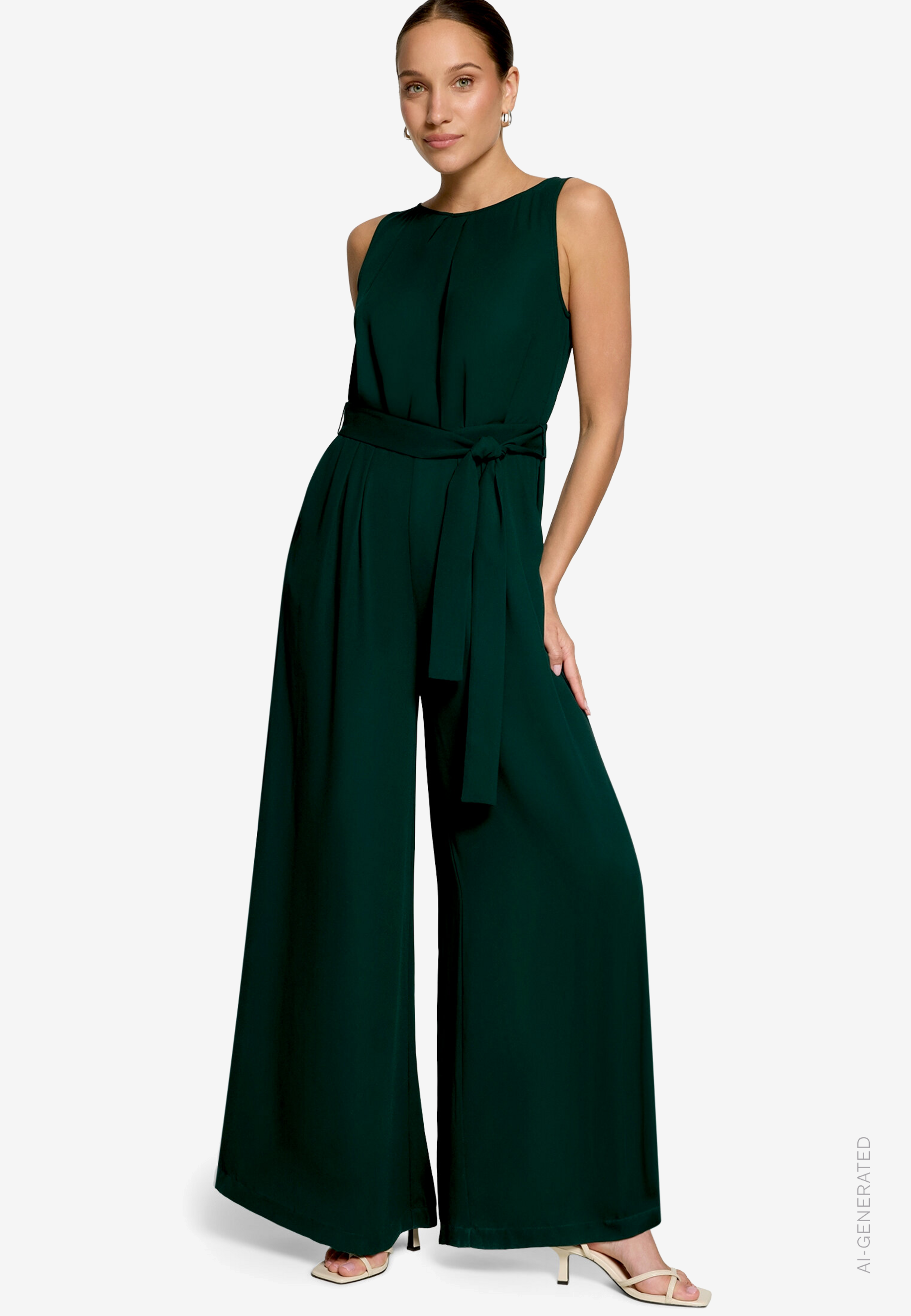 Jumpsuit mit Gürtel und weitem Bein