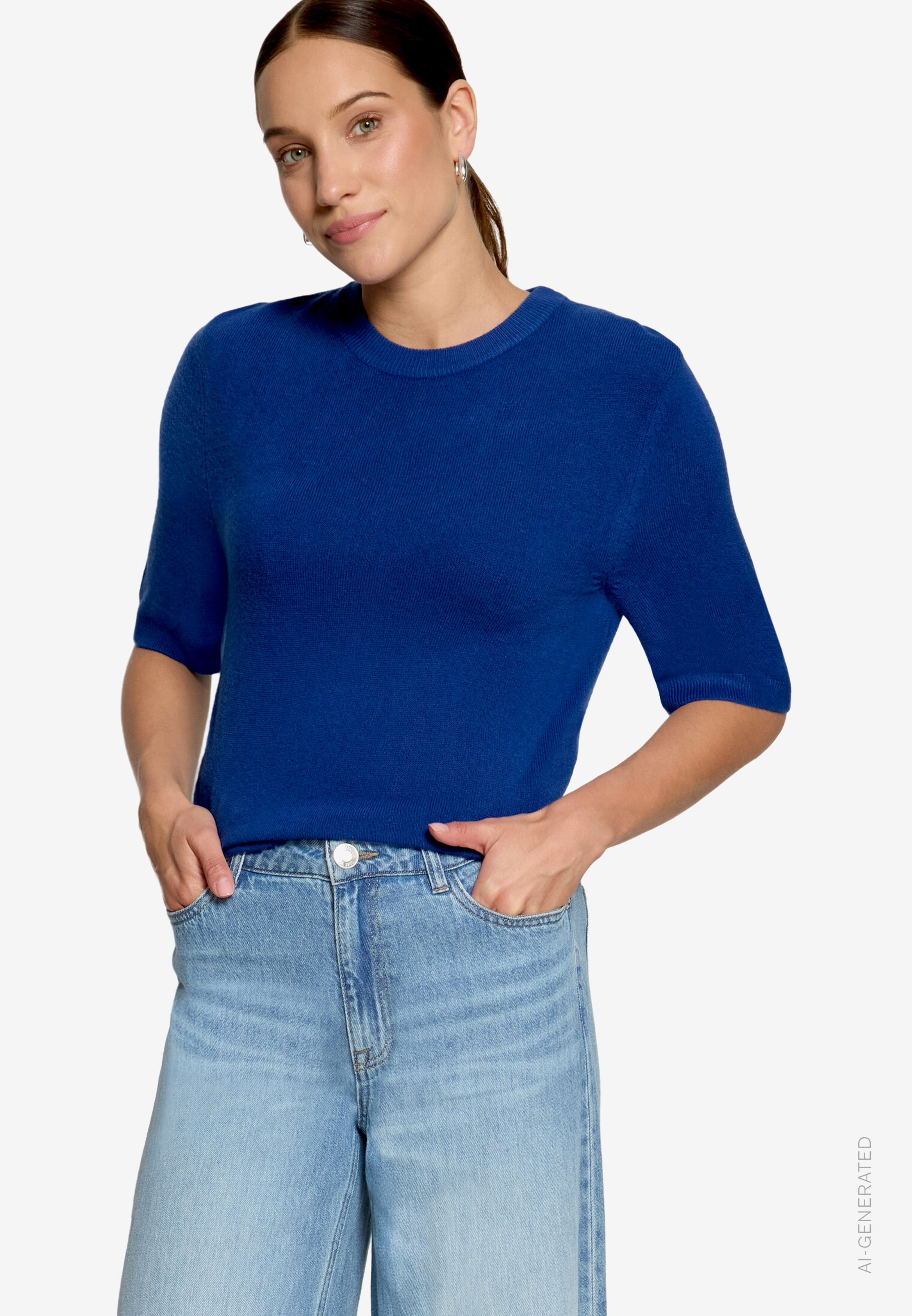Basic-Strickpullover kurzarm