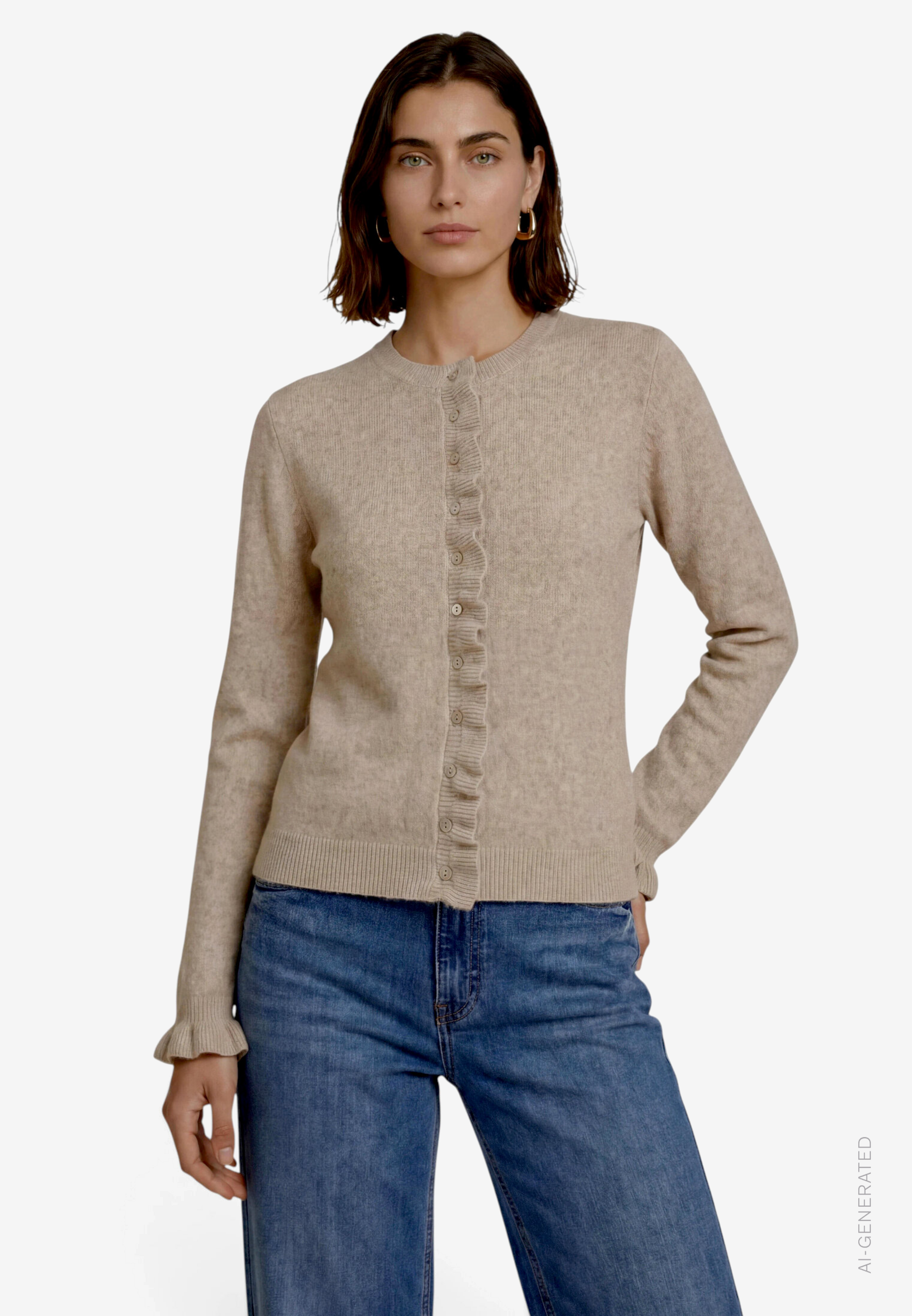 Strickjacke Damen mit Rüschen