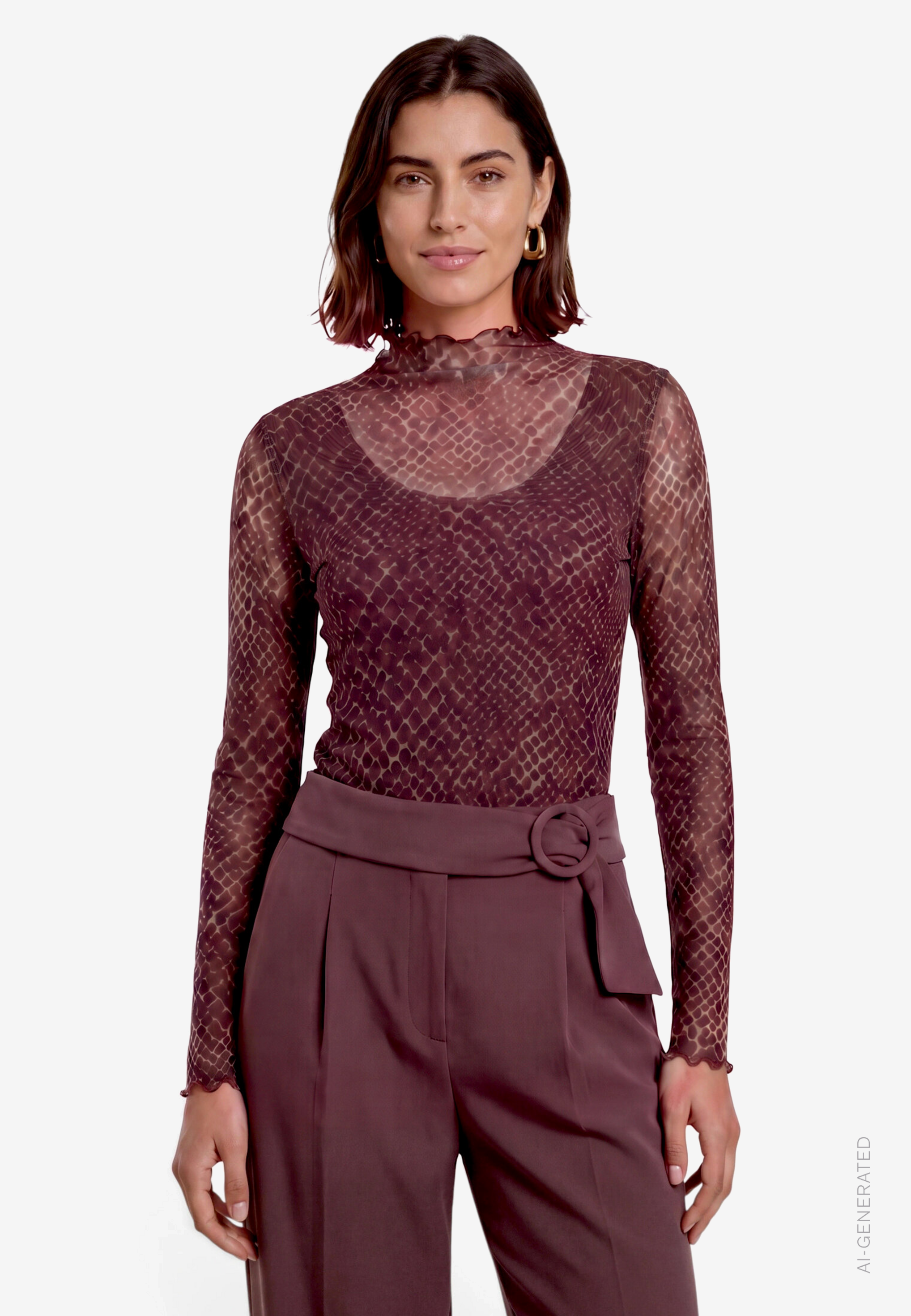 Shirt Kurz 1/1 Arm, Grey/Brown