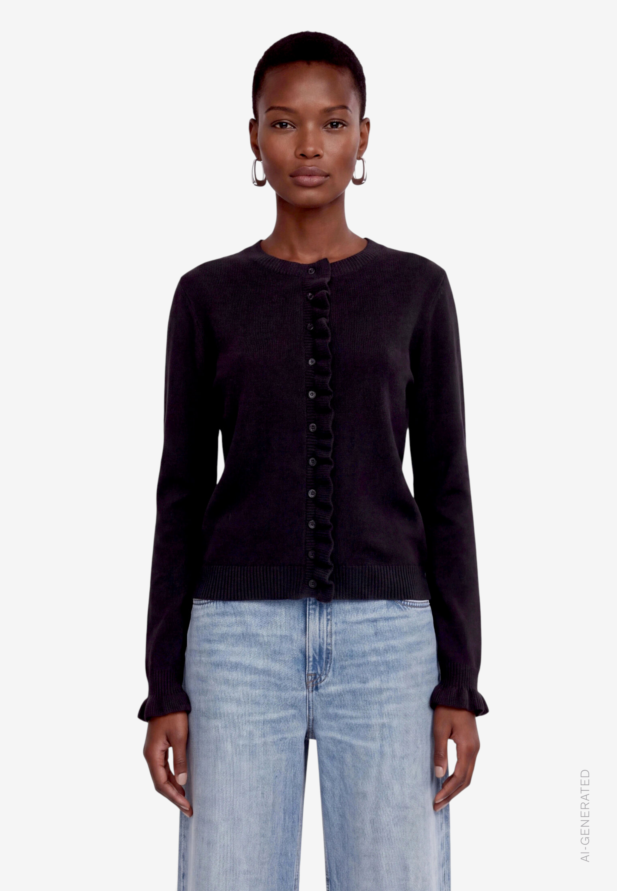 Strickjacke Damen mit Rüschen