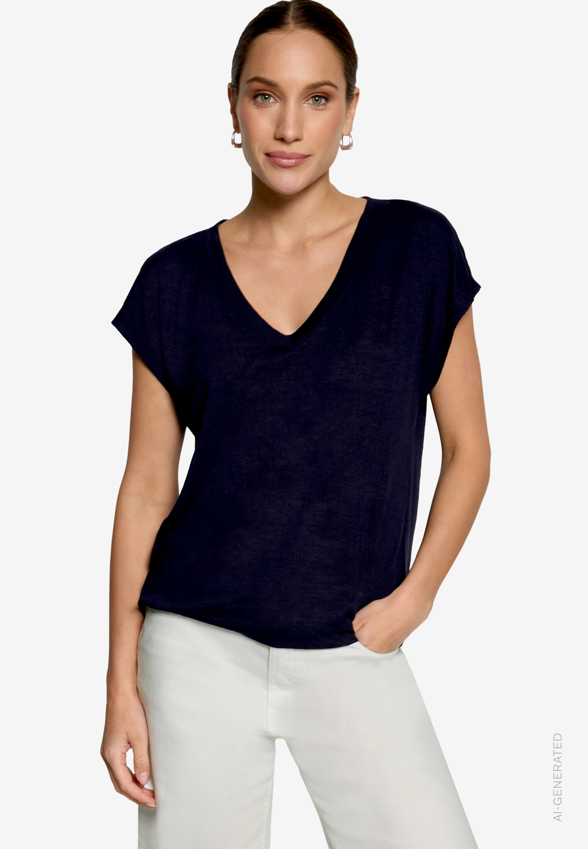 Basic-T-Shirt mit V-Ausschnitt