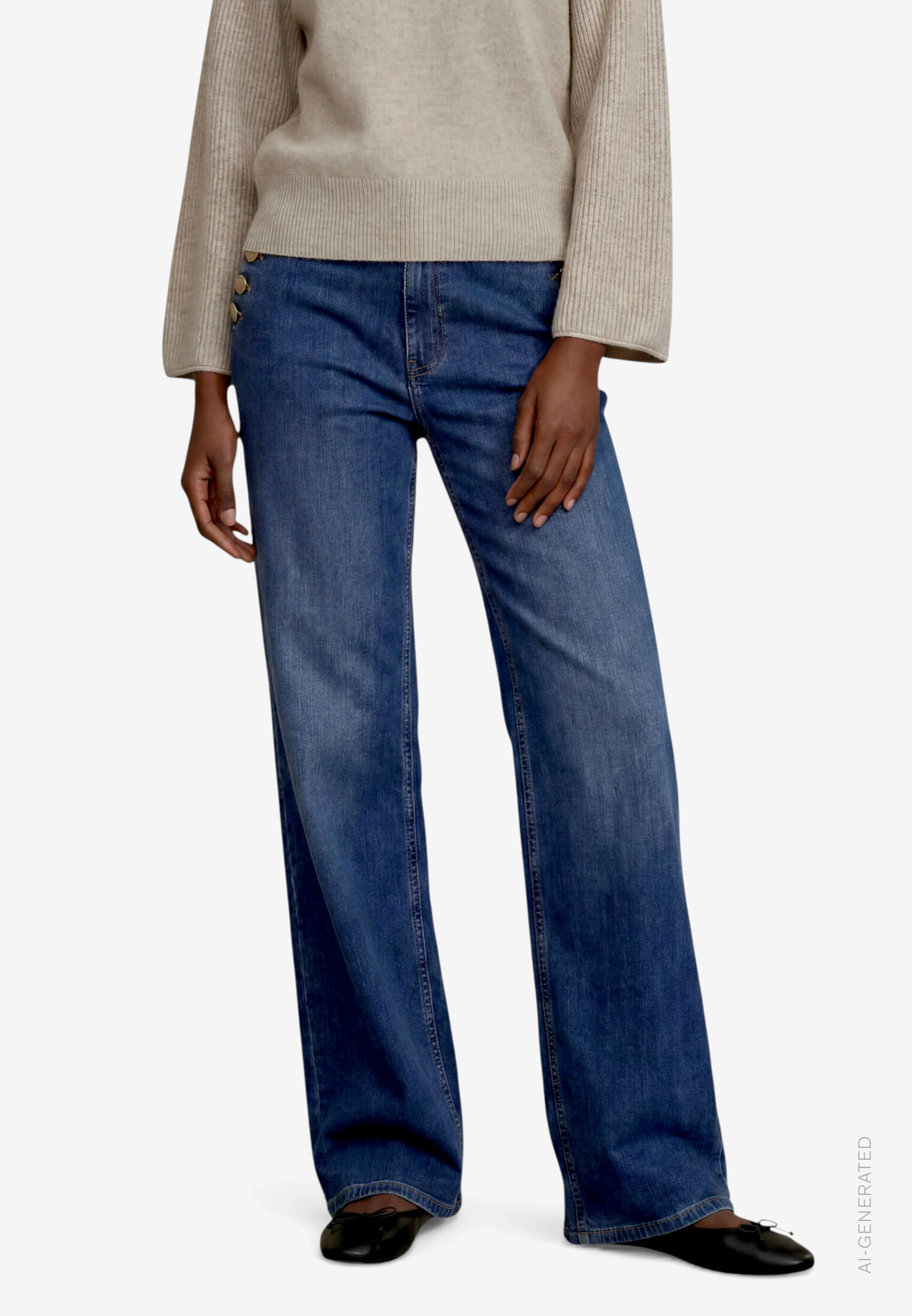 Damen Jeans mit Zierknöpfen