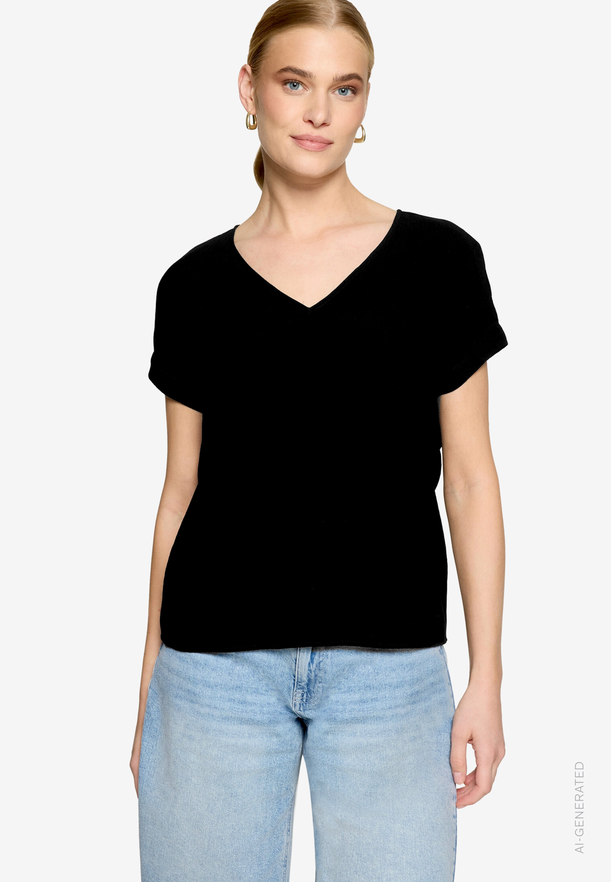 Bluse mit V-Ausschnitt und Bindedetail