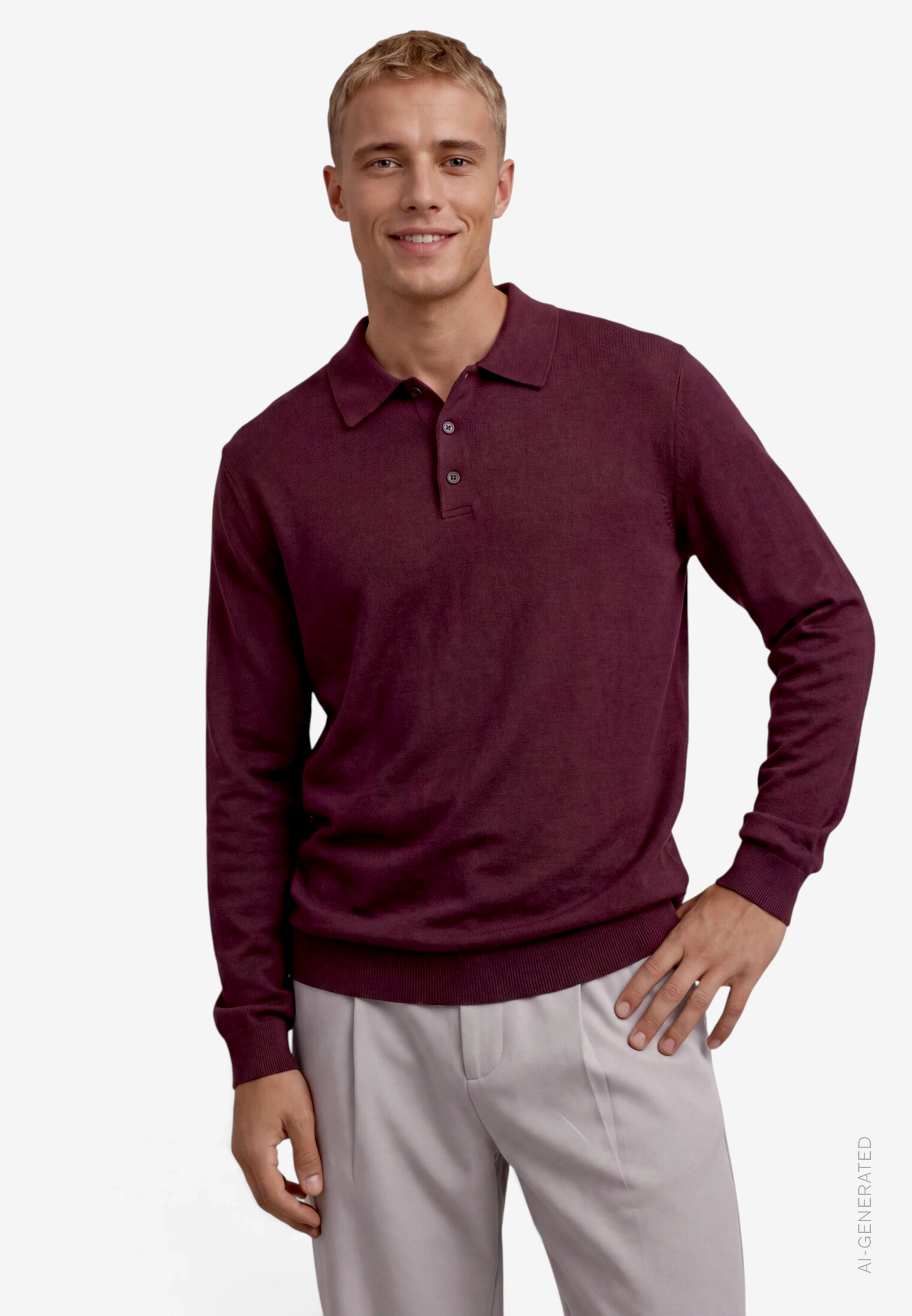 Langarm-Poloshirt unifarben