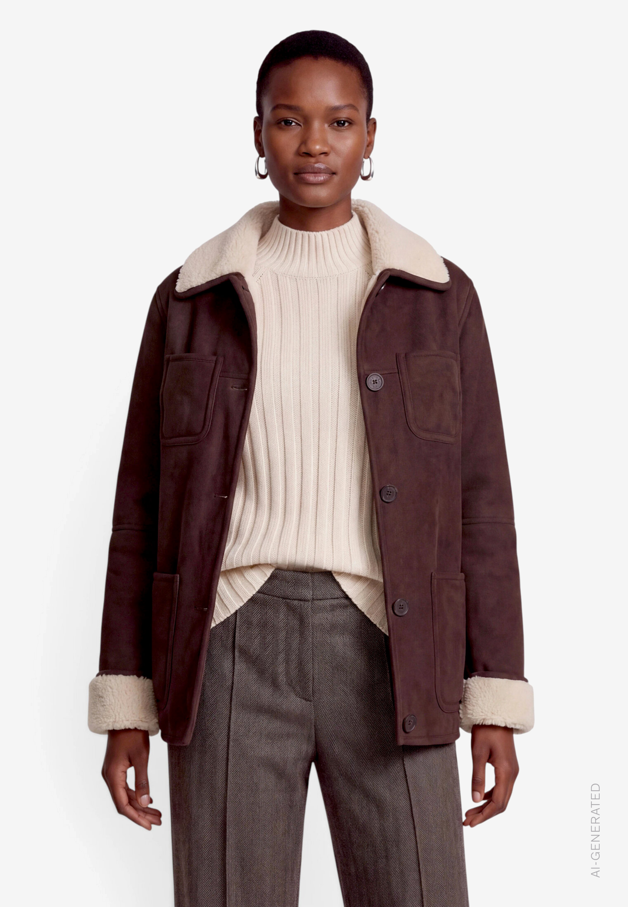 Damen Jacke in Velourslederoptik