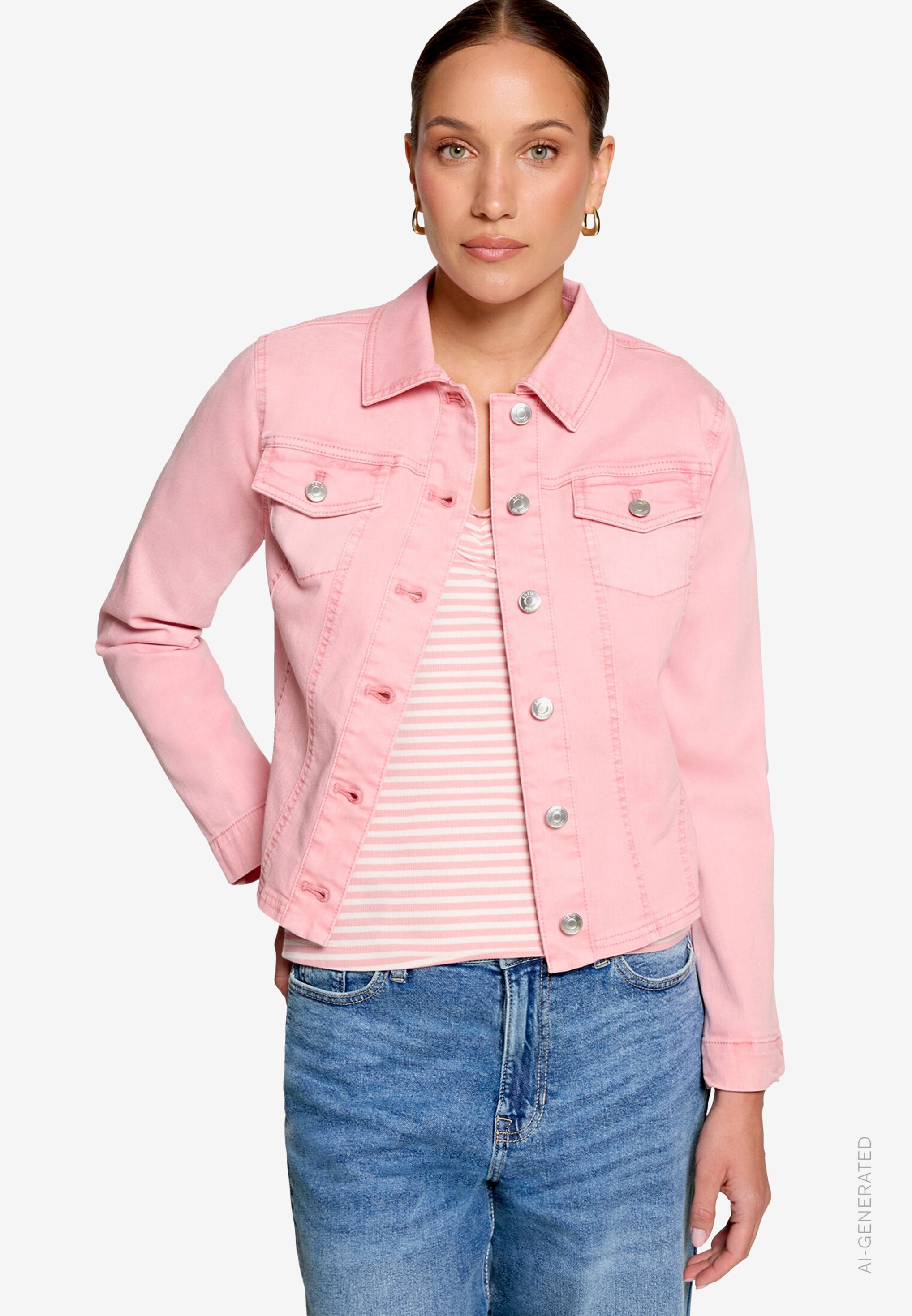 Jeansjacke Tailliert Mit Knopfleiste