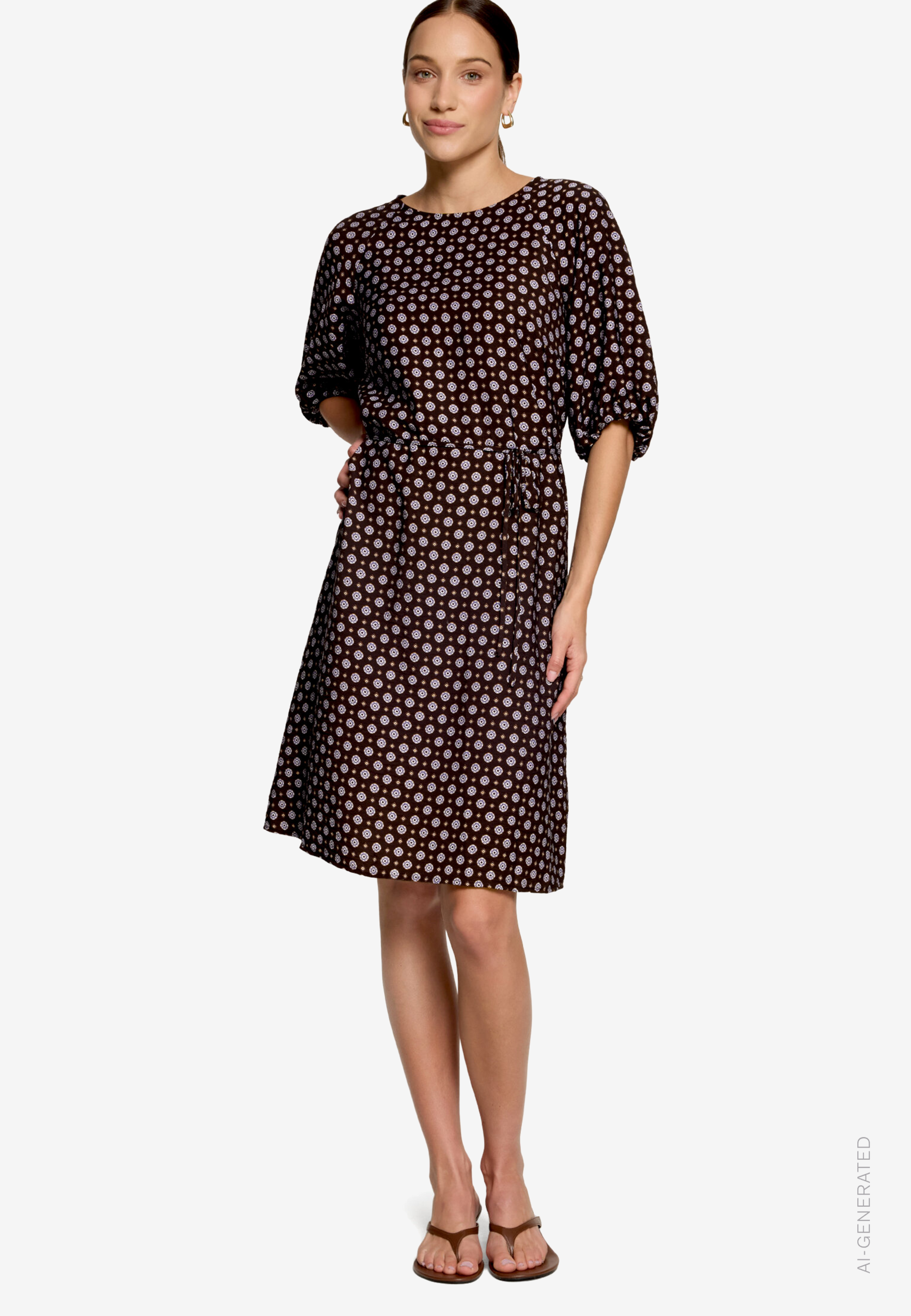 Gemustertes Minikleid mit Bindegürtel