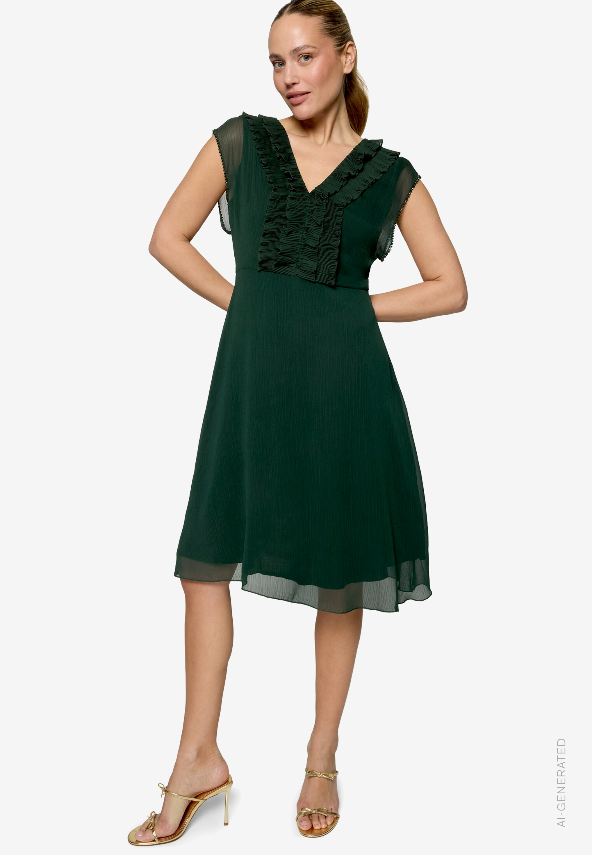 Chiffonkleid mit Rüschen
