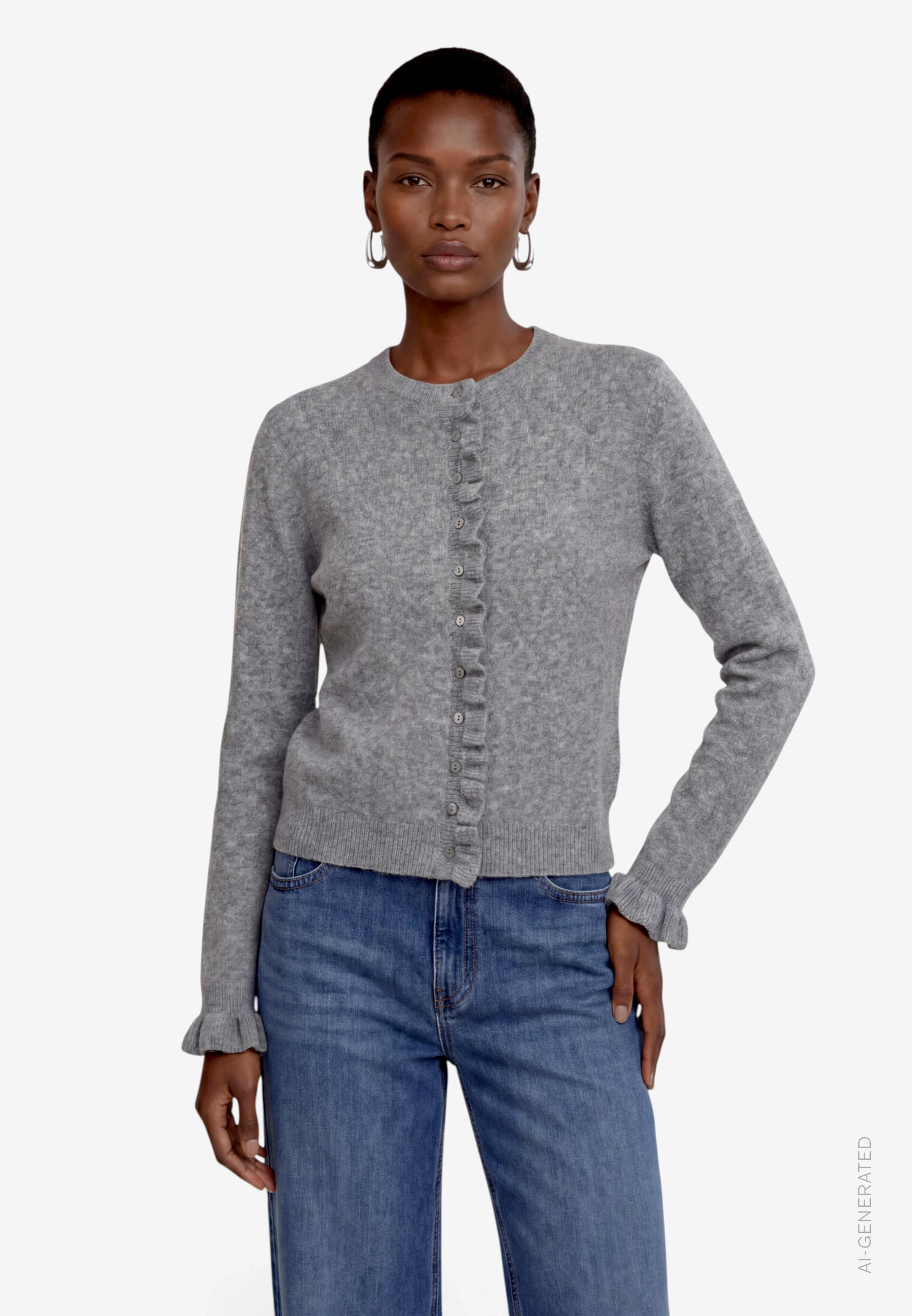 Strickjacke Damen mit Rüschen
