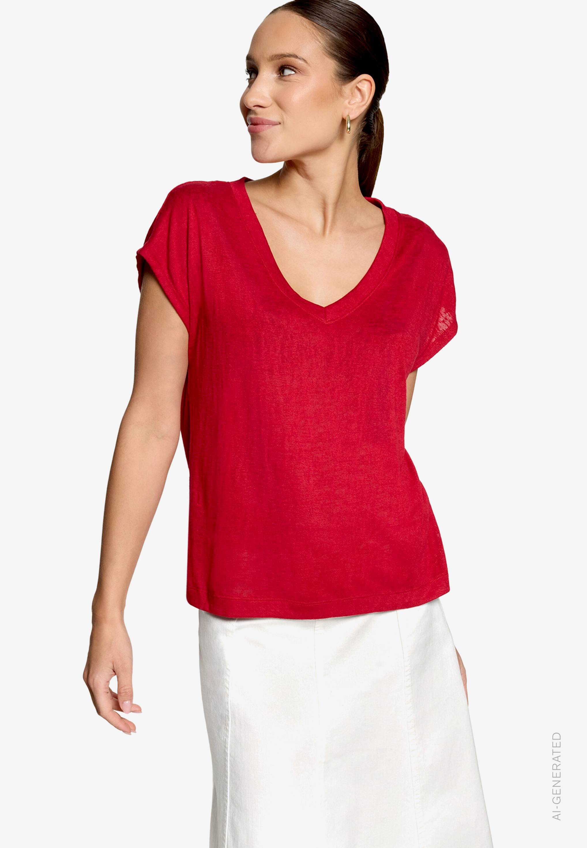 Basic-T-Shirt mit V-Ausschnitt