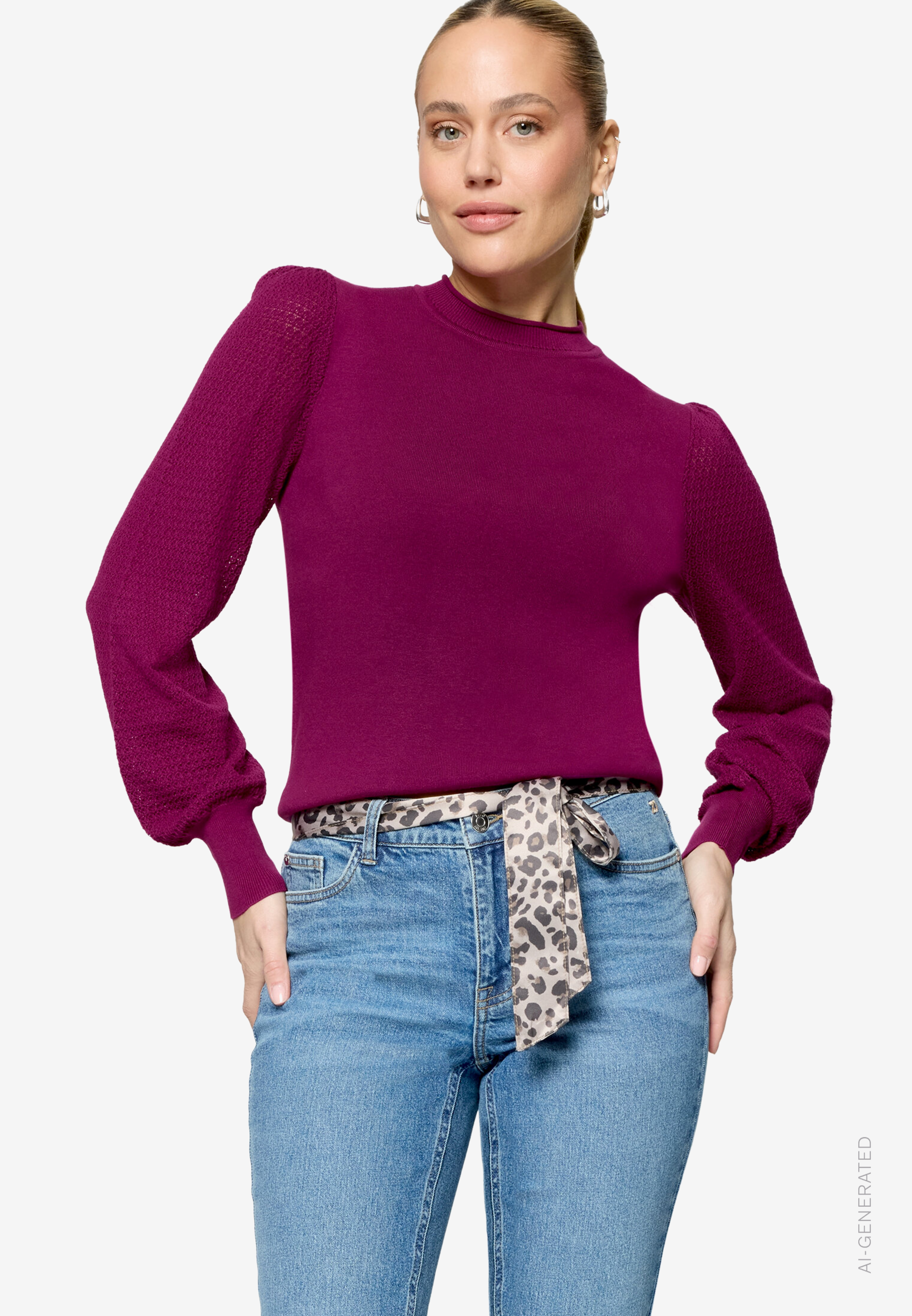 Feinstrickpullover mit Puffärmeln