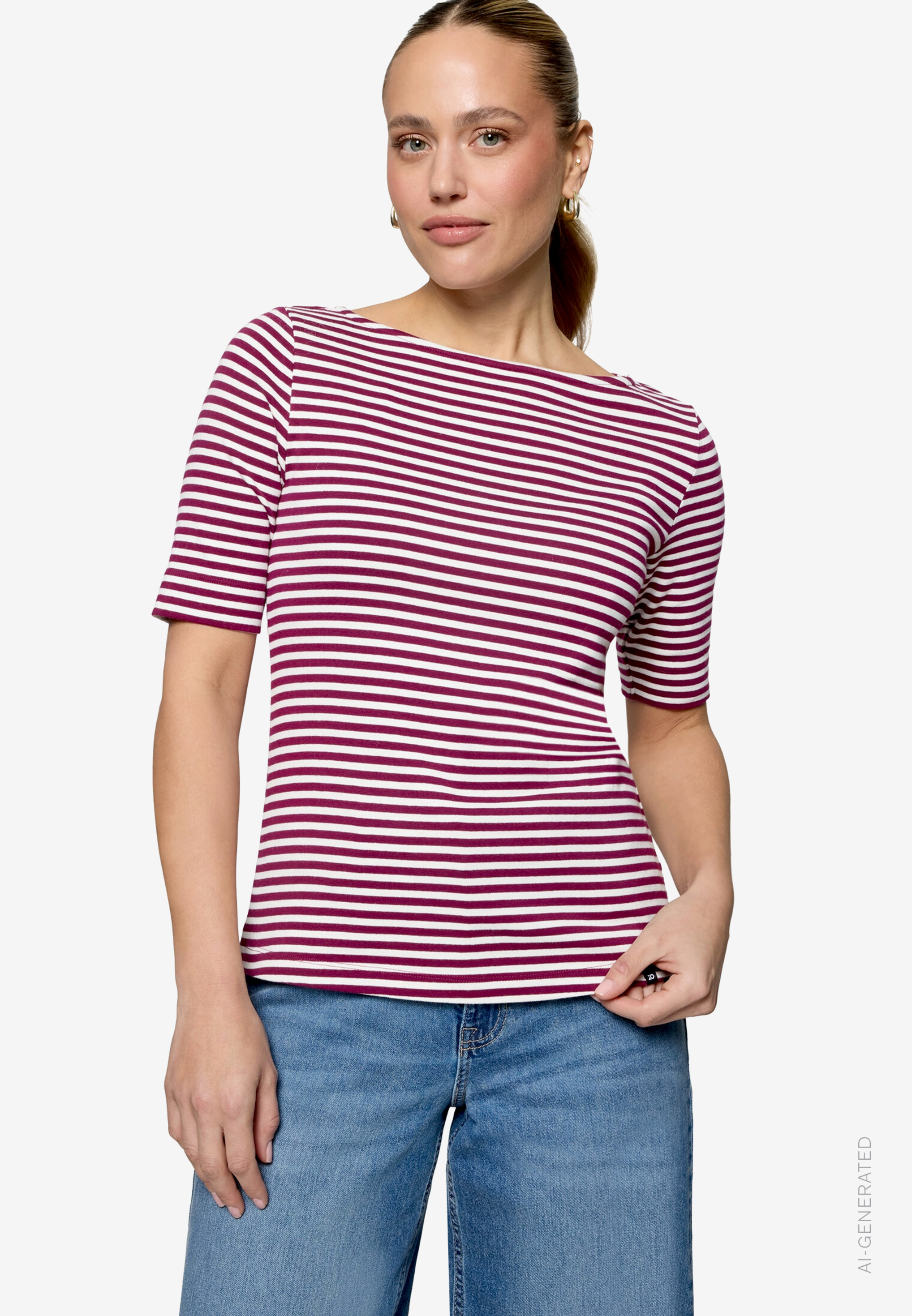 Ringelshirt mit U-Boot Ausschnitt