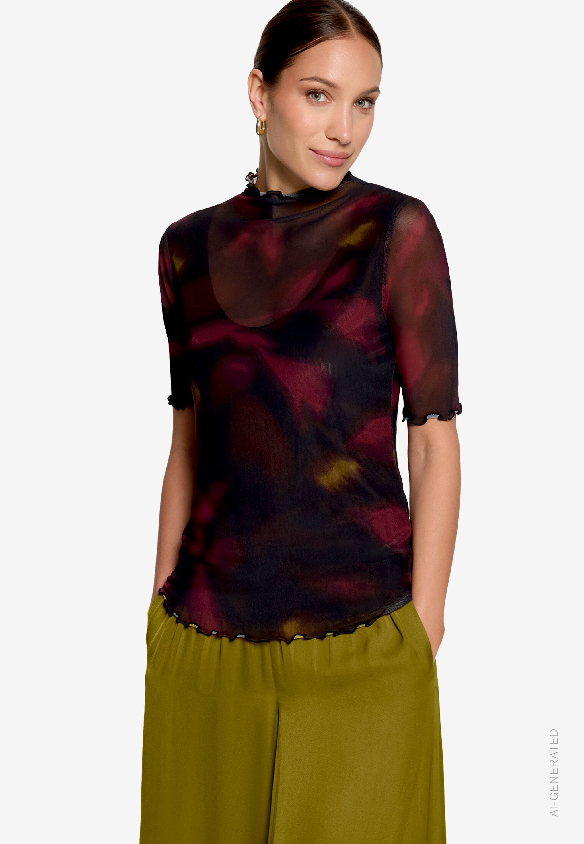 Mesh-Shirt Mit Blumen