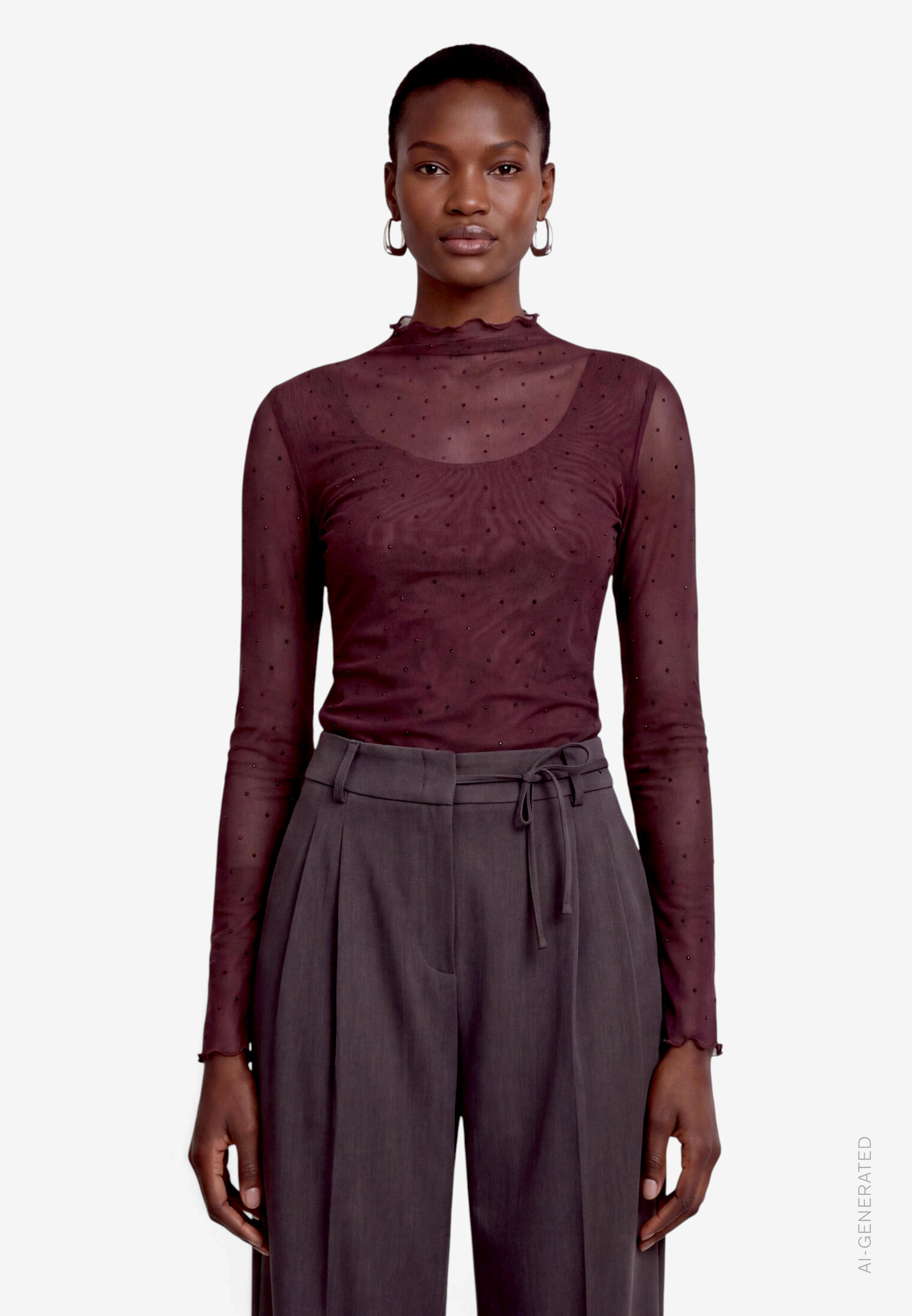 Damen Mesh-Shirt mit Glitzersteinen