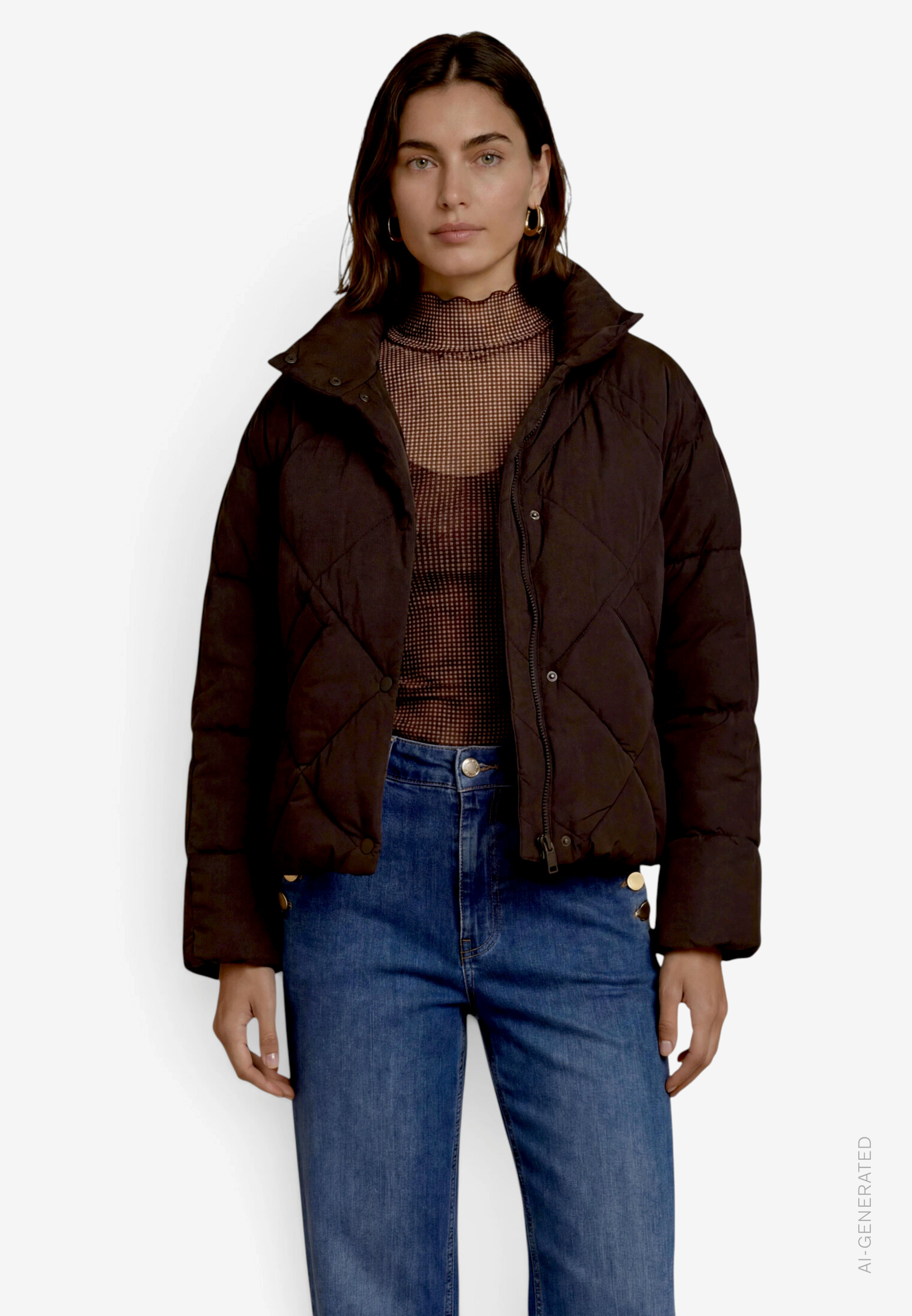 Damen Steppjacke mit Knöpfen