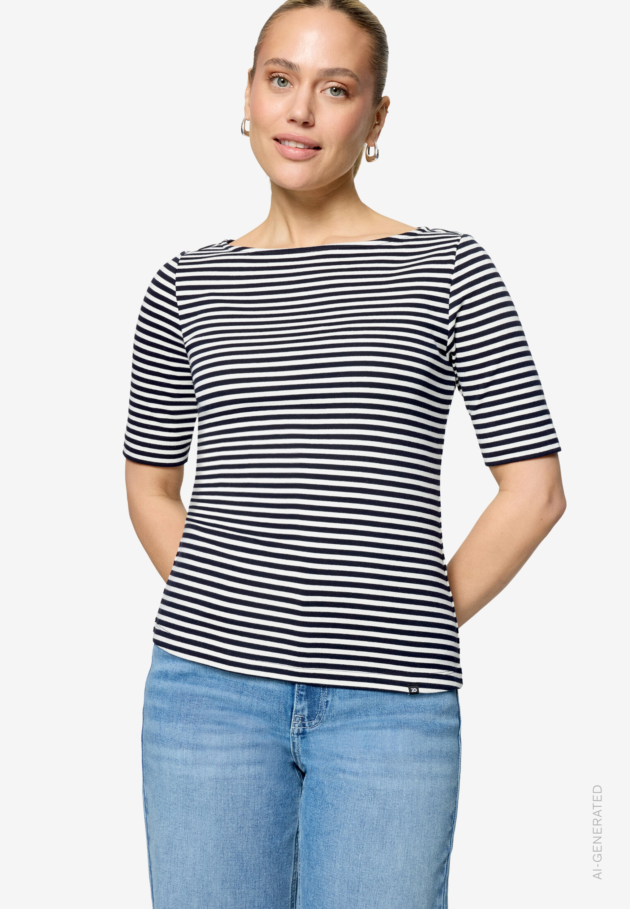 Ringelshirt mit U-Boot Ausschnitt