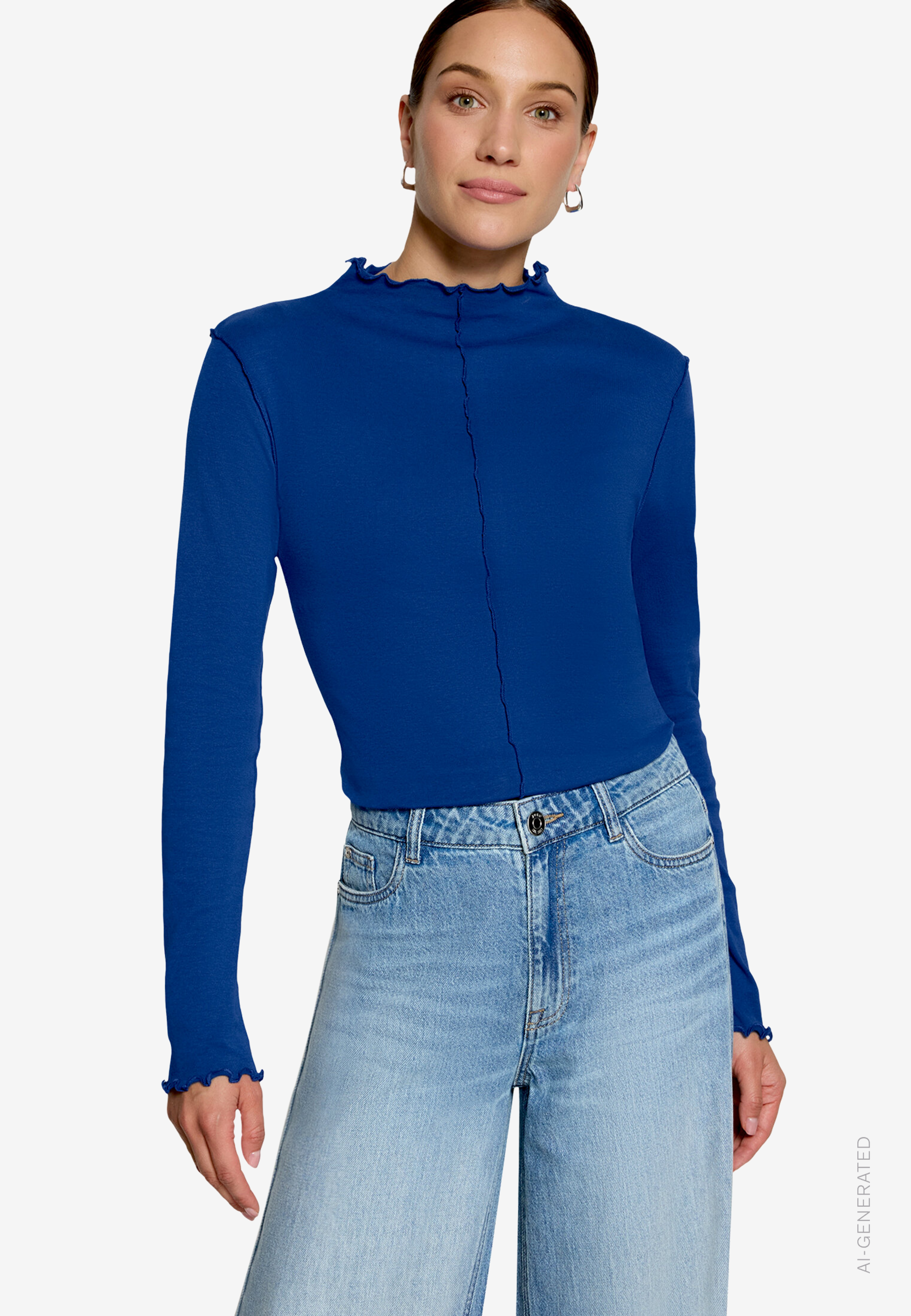 Langarm-Shirt mit Kräuselsaum