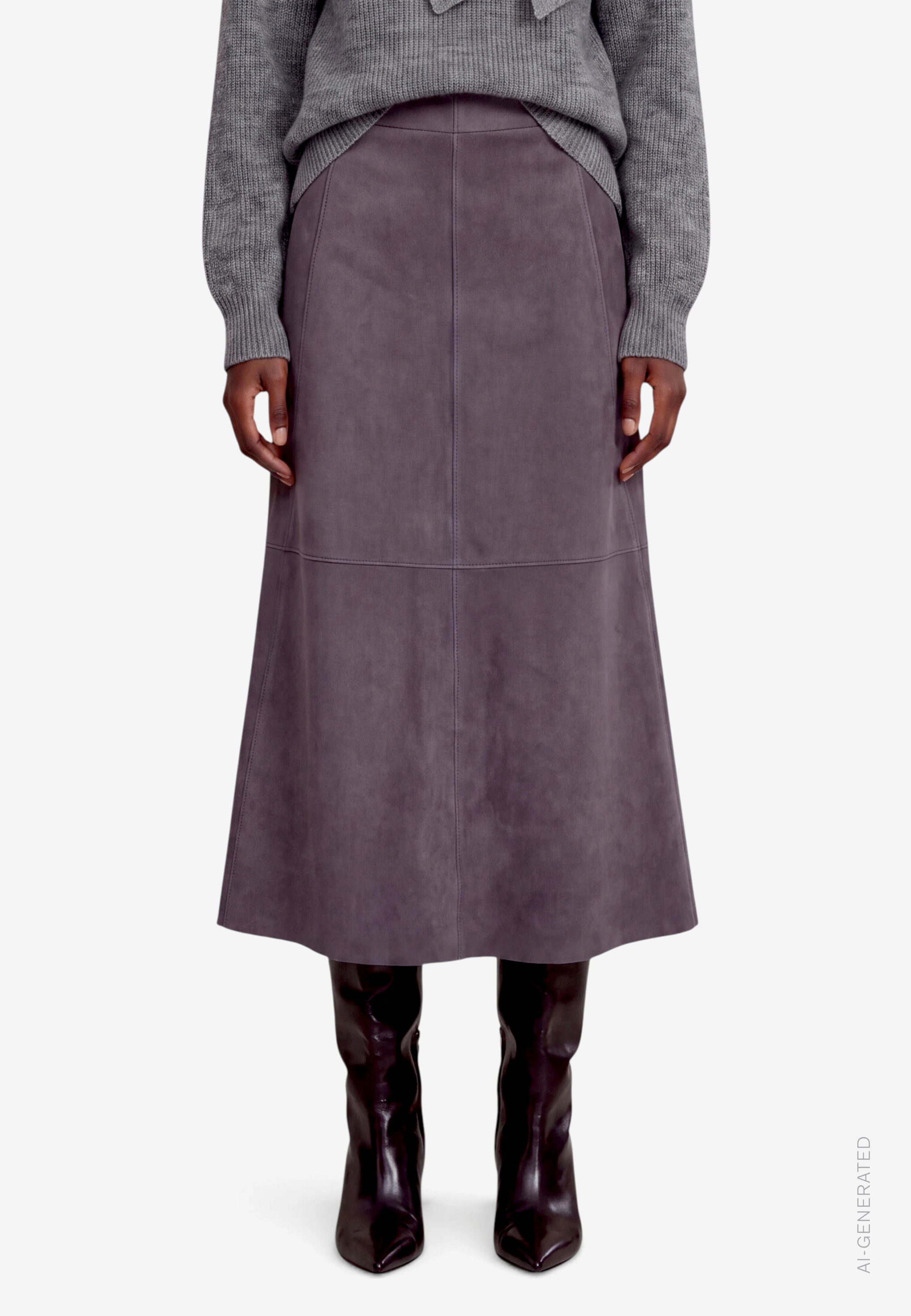 Damen Midirock  in Velourslederoptik