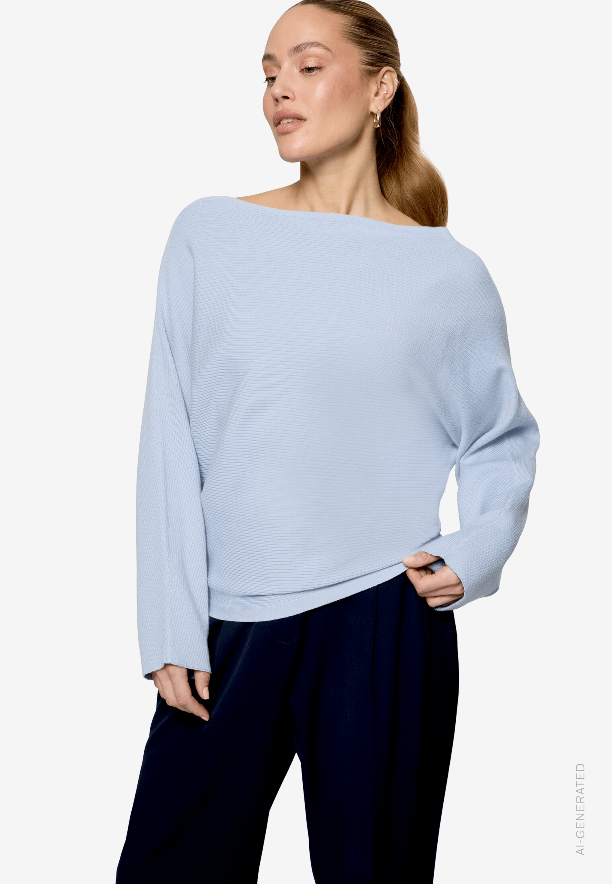 Strickpullover Mit U-Bootausschnitt