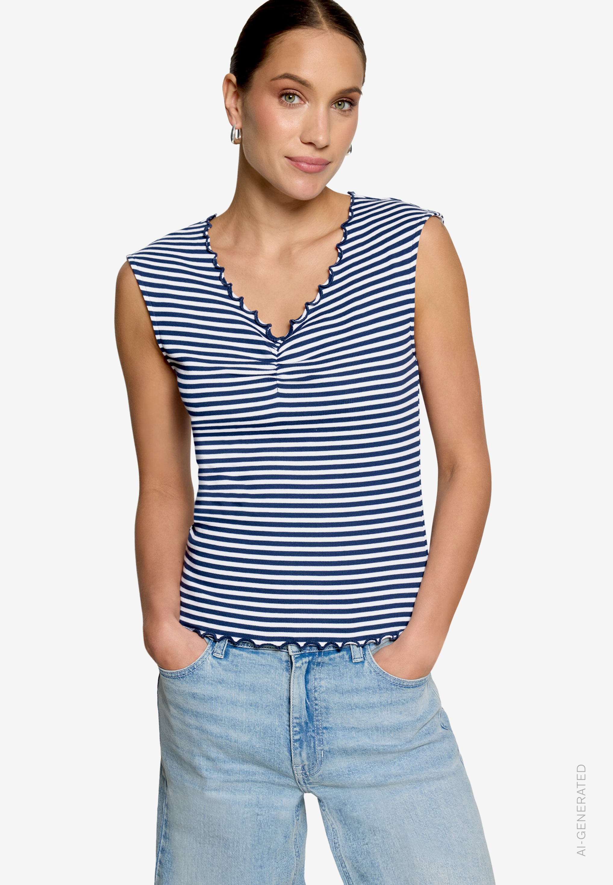 Top gestreift mit Raffung