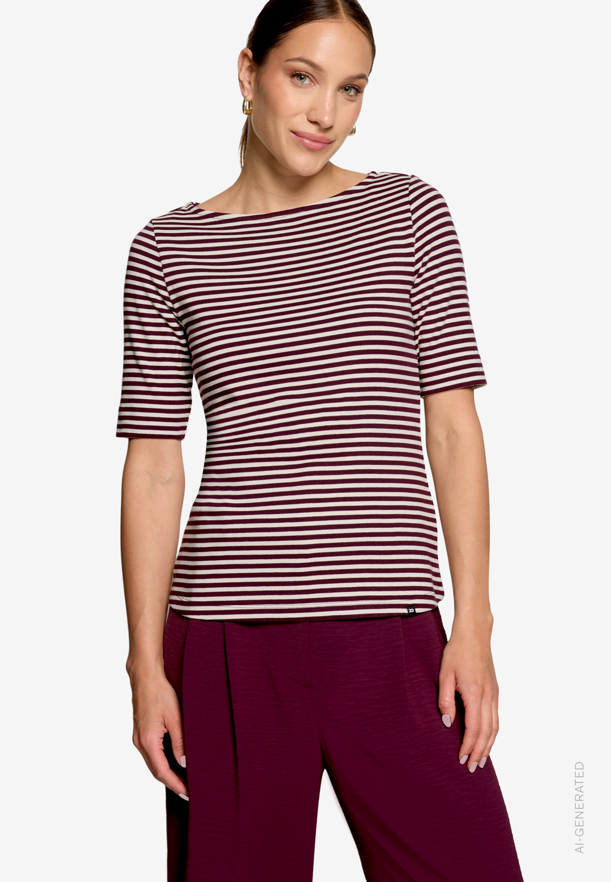 Ringelshirt Mit U-Boot Ausschnitt