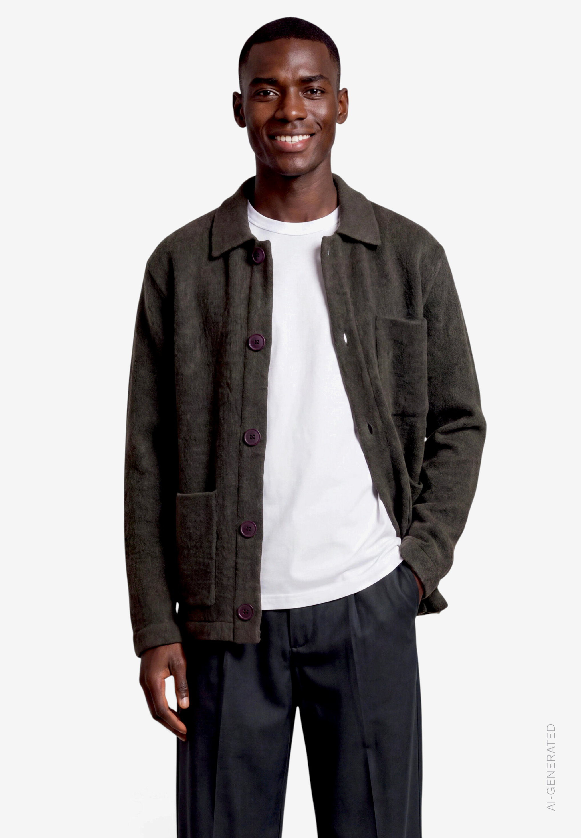 Herren Strickjacke aus Bouclé mit Hemdkragen