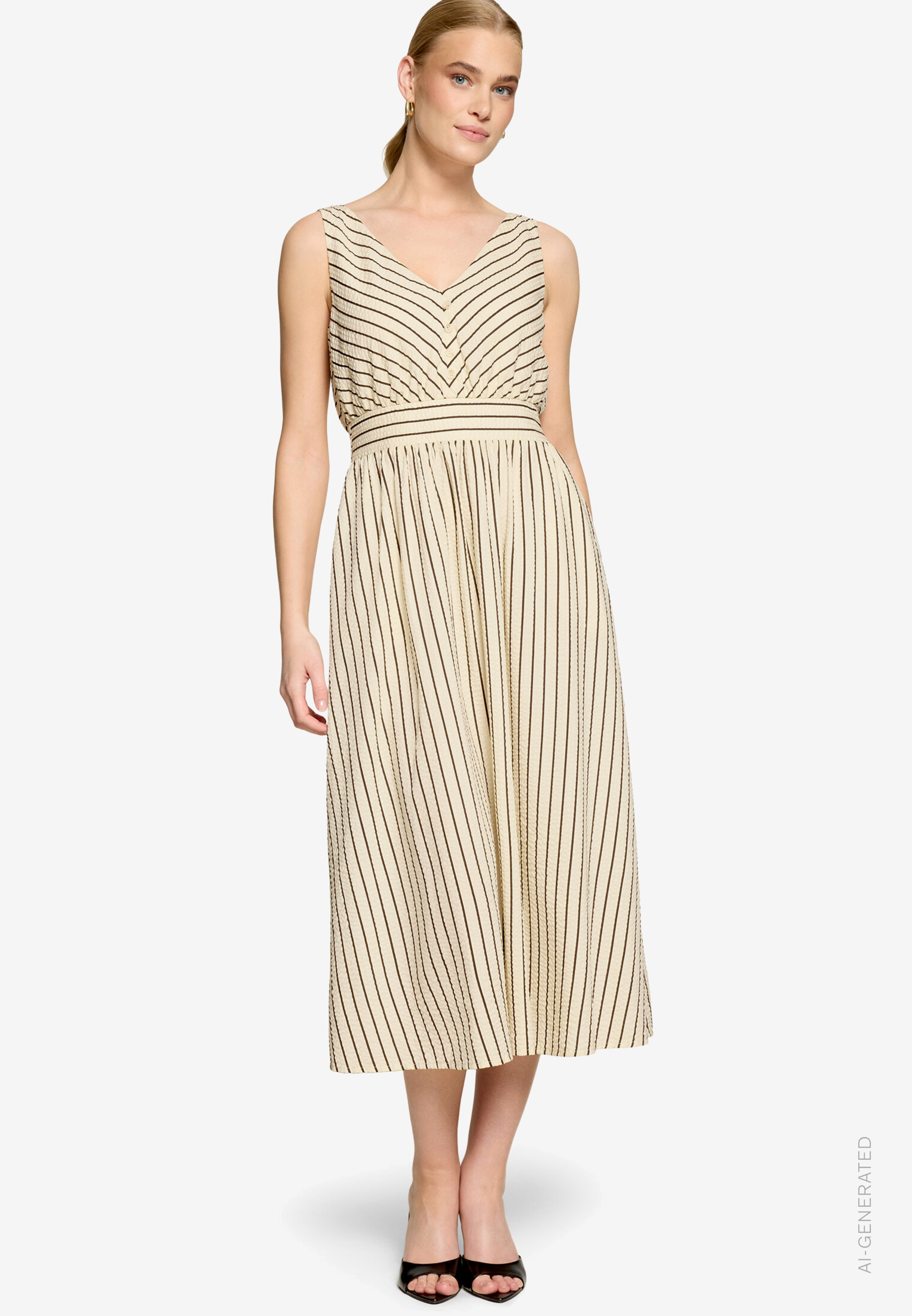Midikleid tailliert mit Streifen