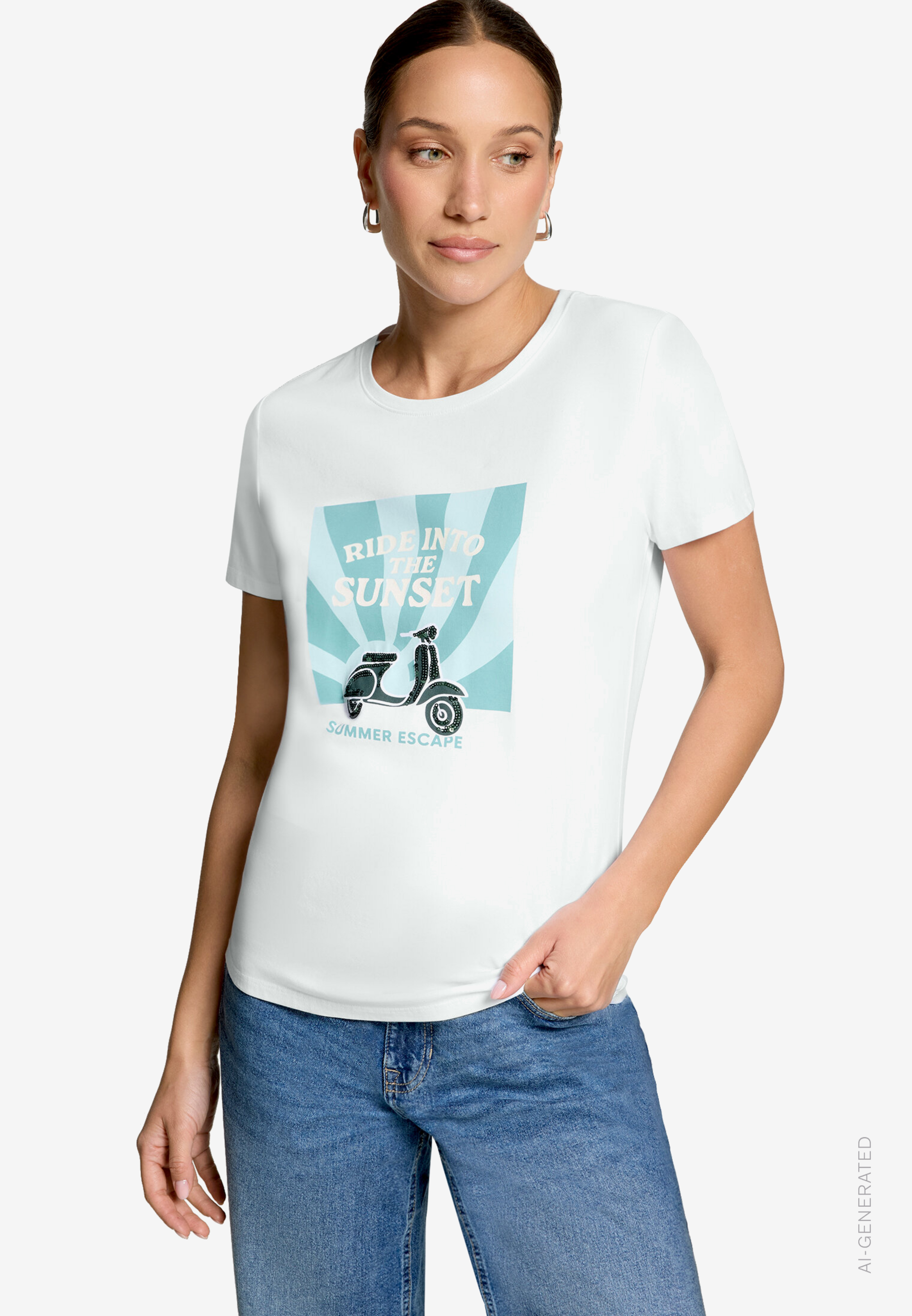 Baumwoll-T-Shirt Mit Print