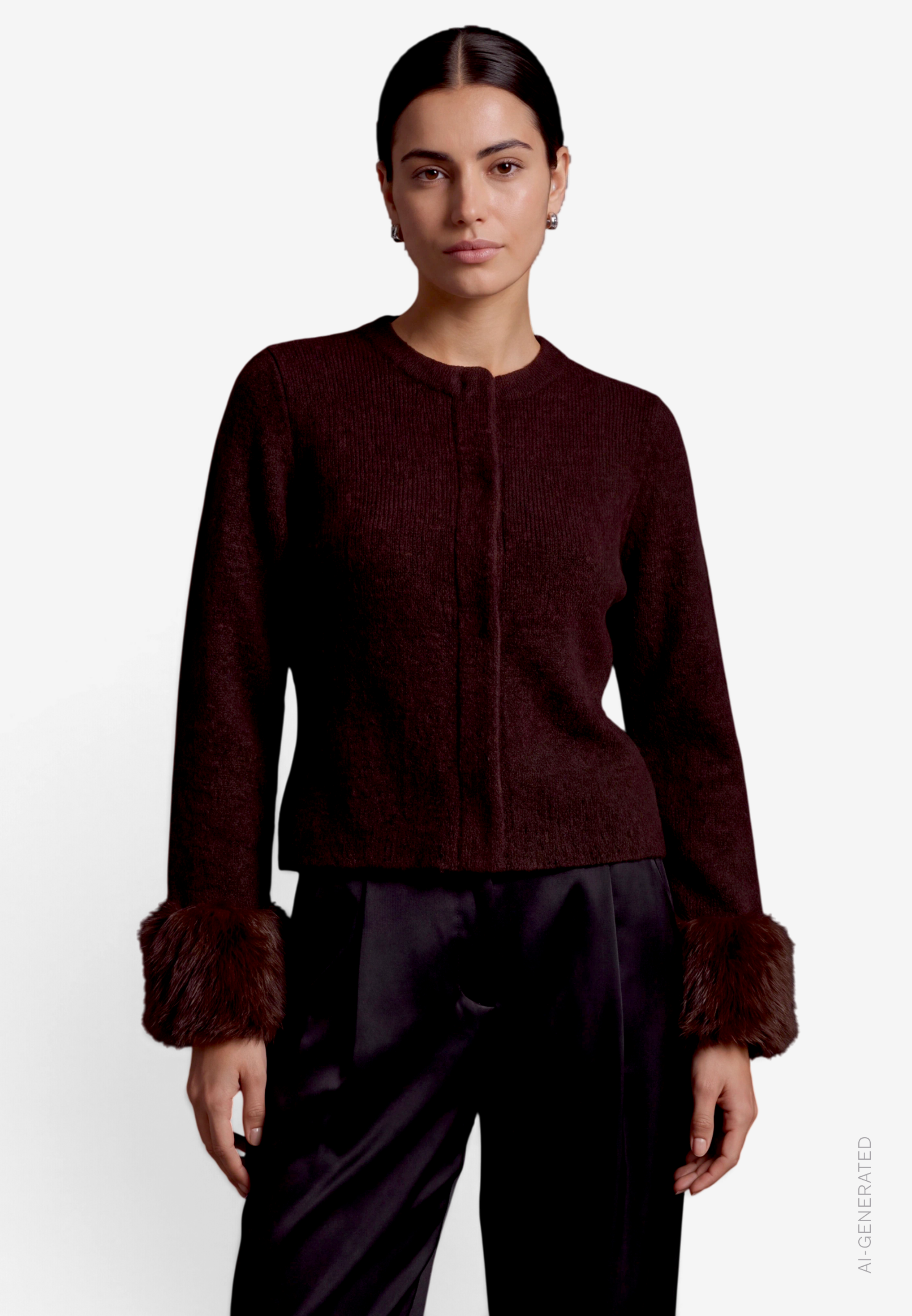 Damen Strickjacke mit Plüsch