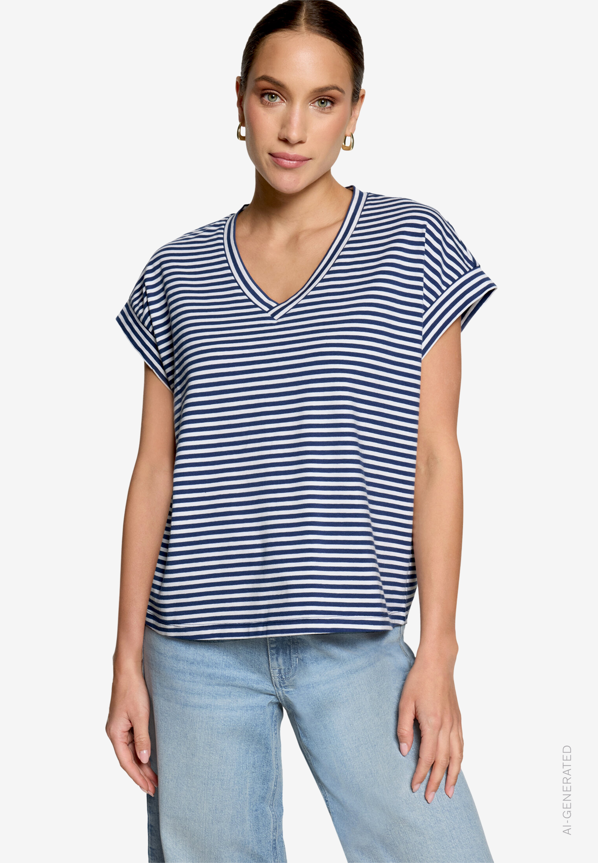 Shirt gestreift mit V-Ausschnitt