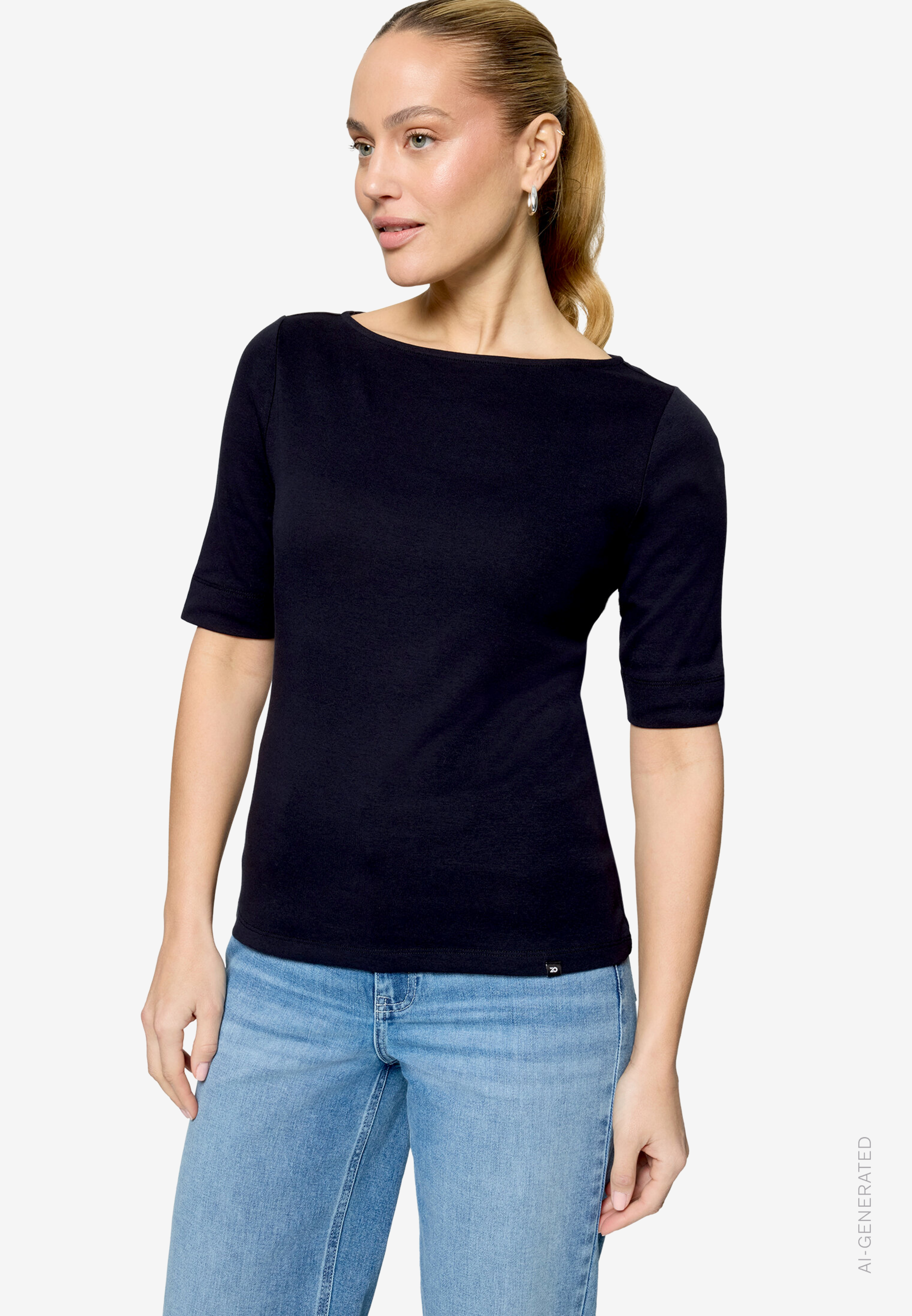 Basic Shirt mit U-Boot-Ausschnitt