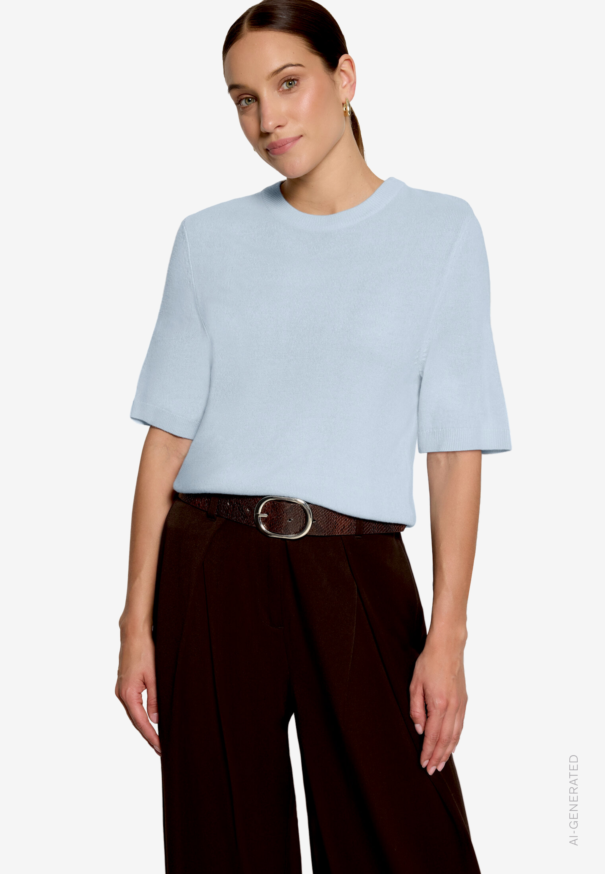 Basic-Strickpullover kurzarm