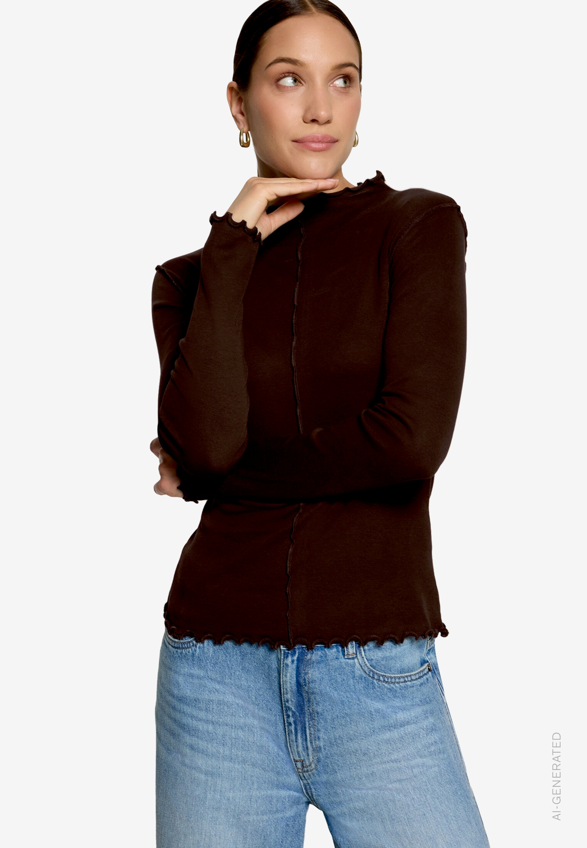 Langarm-Shirt mit Kräuselsaum
