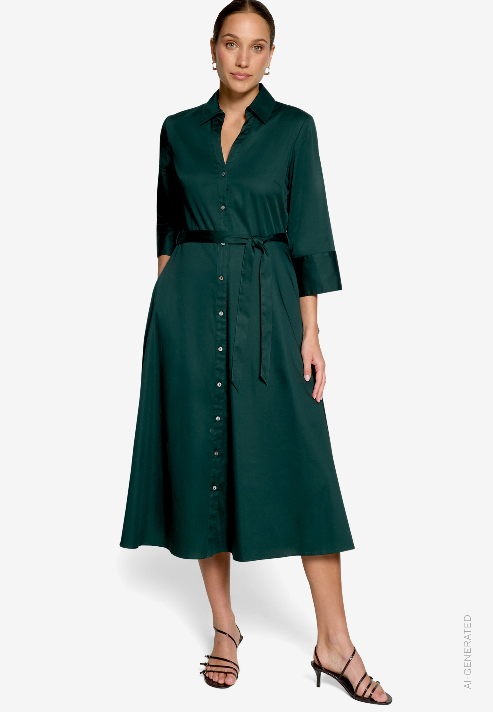 Hemdblusenkleid Midi Mit BindegüRtel