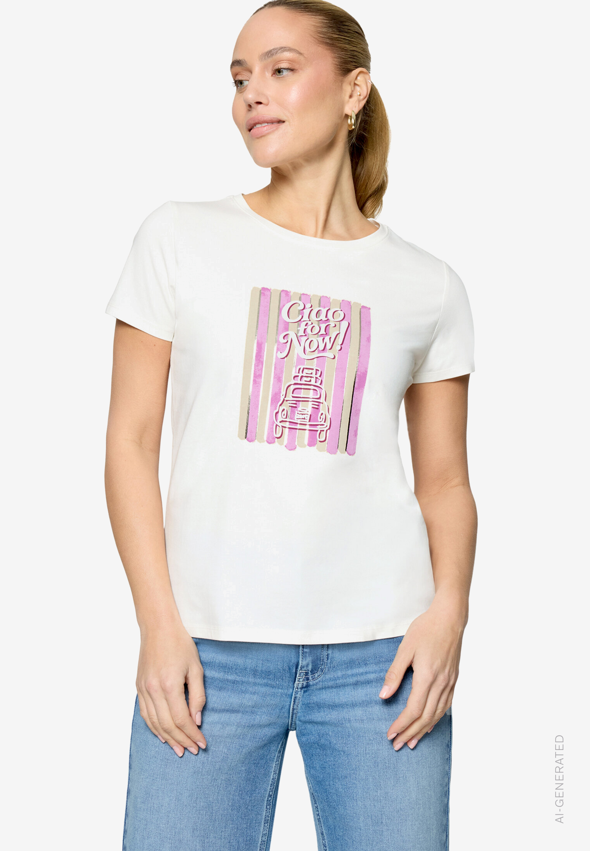 Print-T-Shirt mit Glitzerdetails