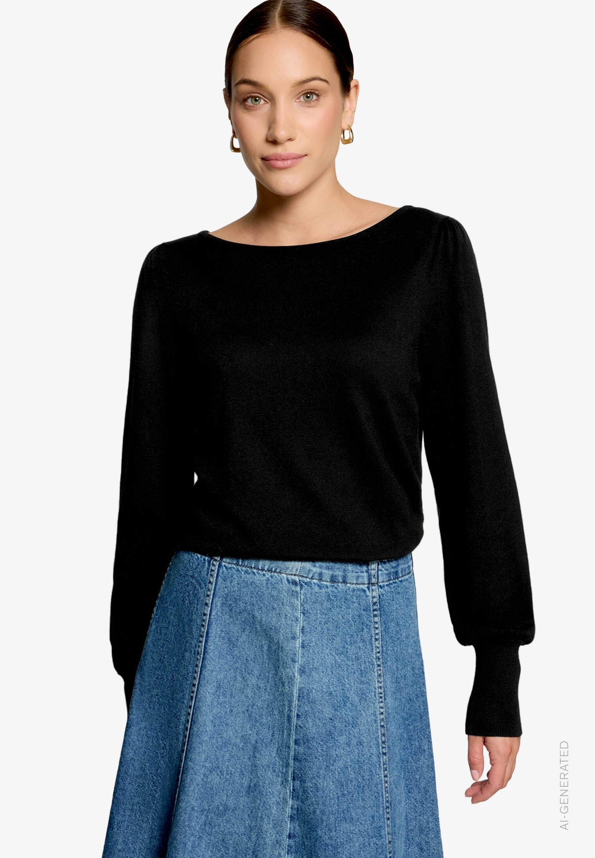 Feinstrickpullover mit U-Boot Ausschnitt