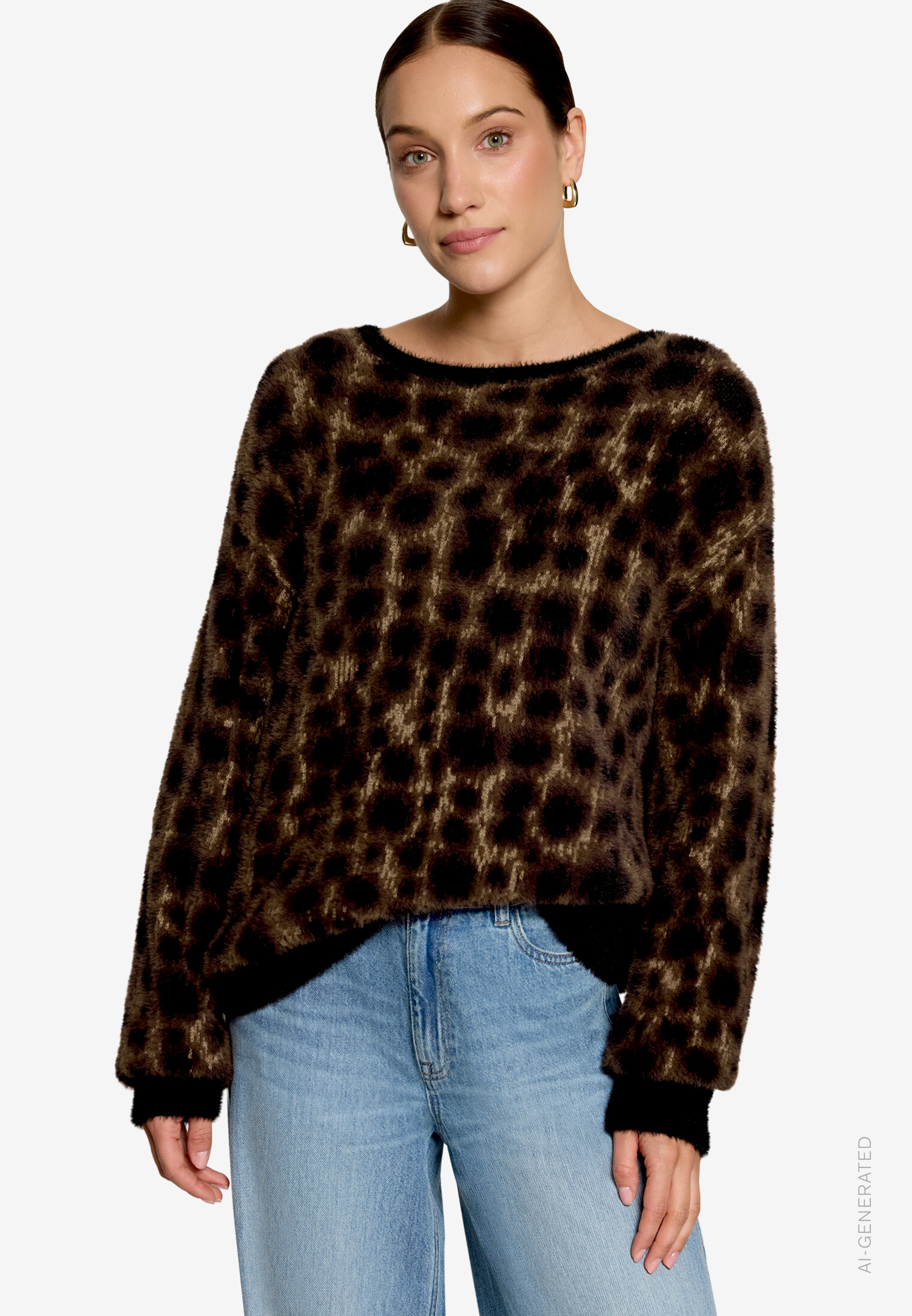 Flauschiger Pullover mit Rundhalsausschnitt