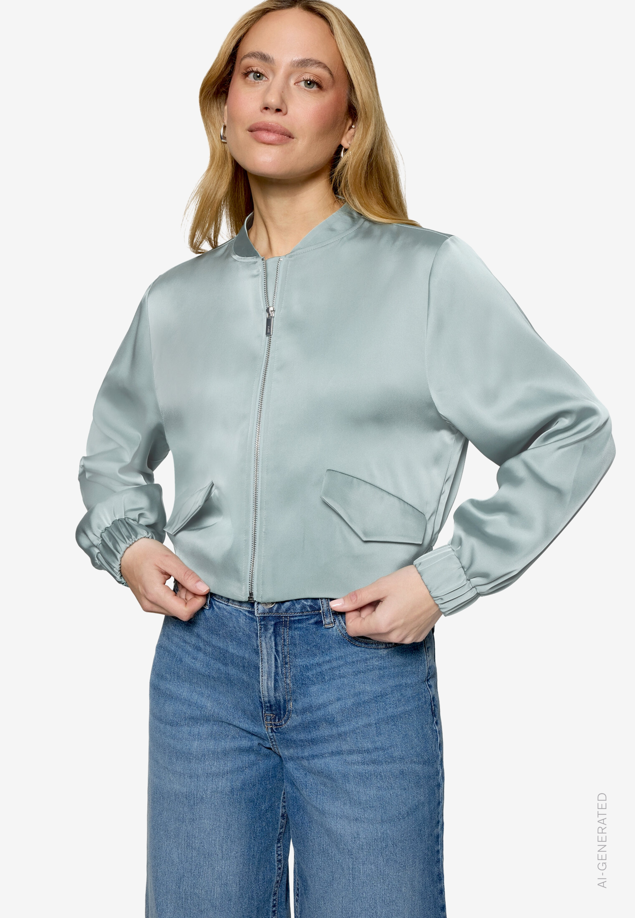 Satin-Jacke Mit ReißVerschluss